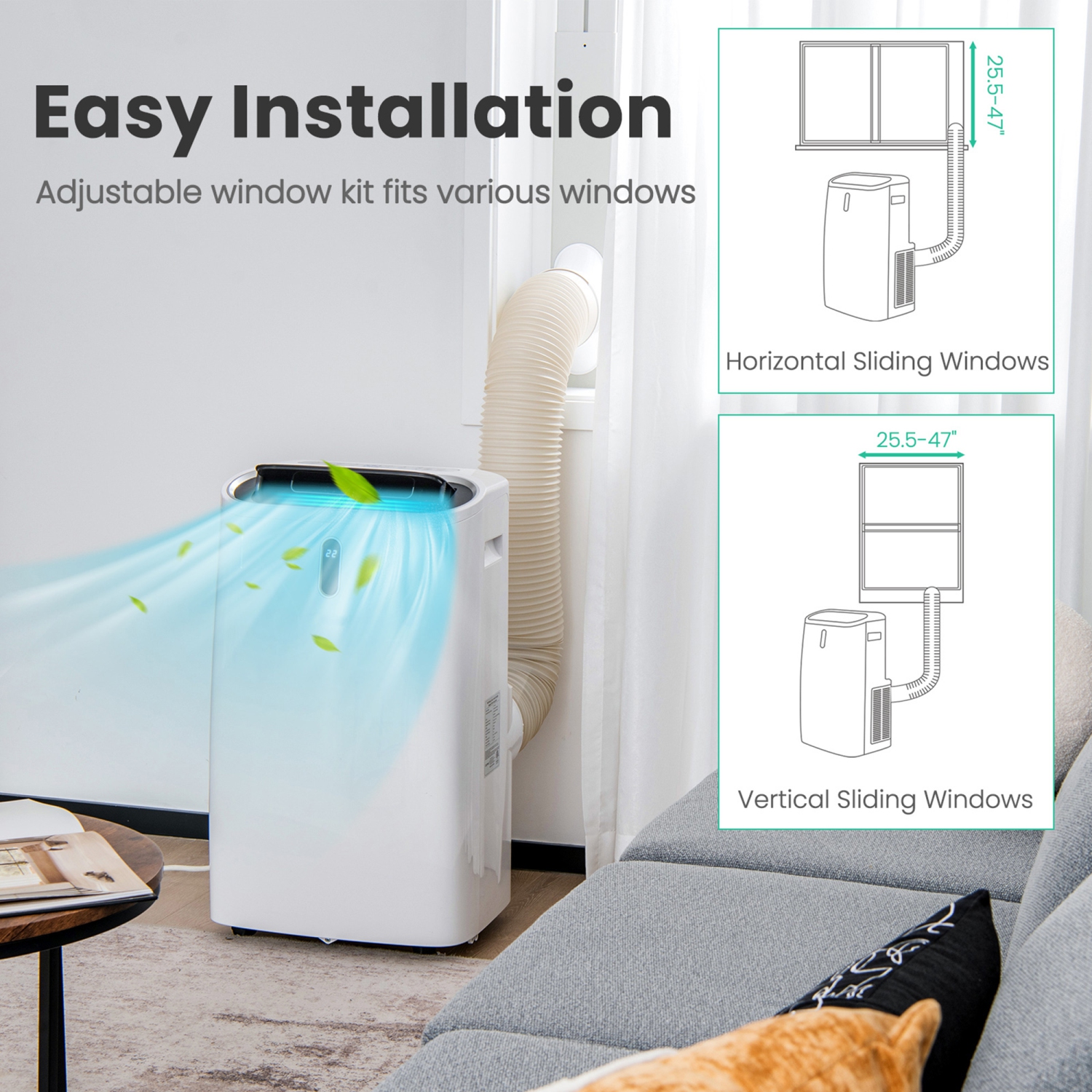 Gymax 12000 BTU Portable Air Conditioner Controlled by WiFi Smart App & Remote