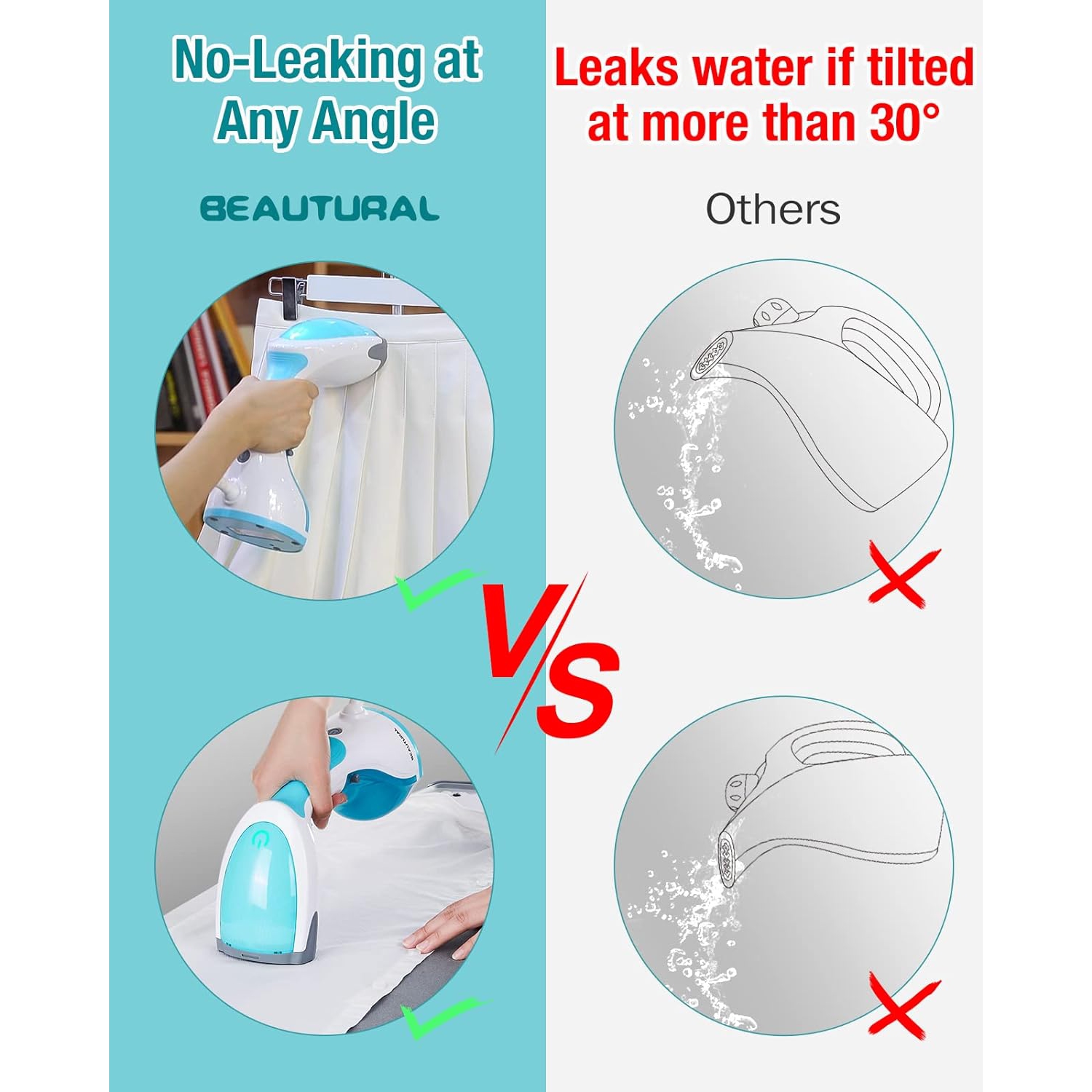 Défroisseur à vapeur portatif de 1200 W de Strak pour vêtements, chauffe-eau en 30 secondes, réservoir d'eau de 8,79 oz