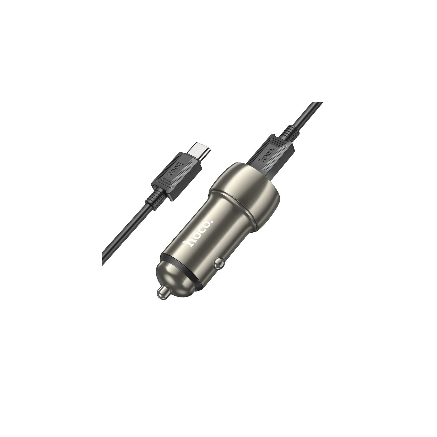 Adaptateur de chargeur rapide à deux ports USB-C/type C pour l'auto de 40&nbsp;W avec câble USB-C à USB-C.