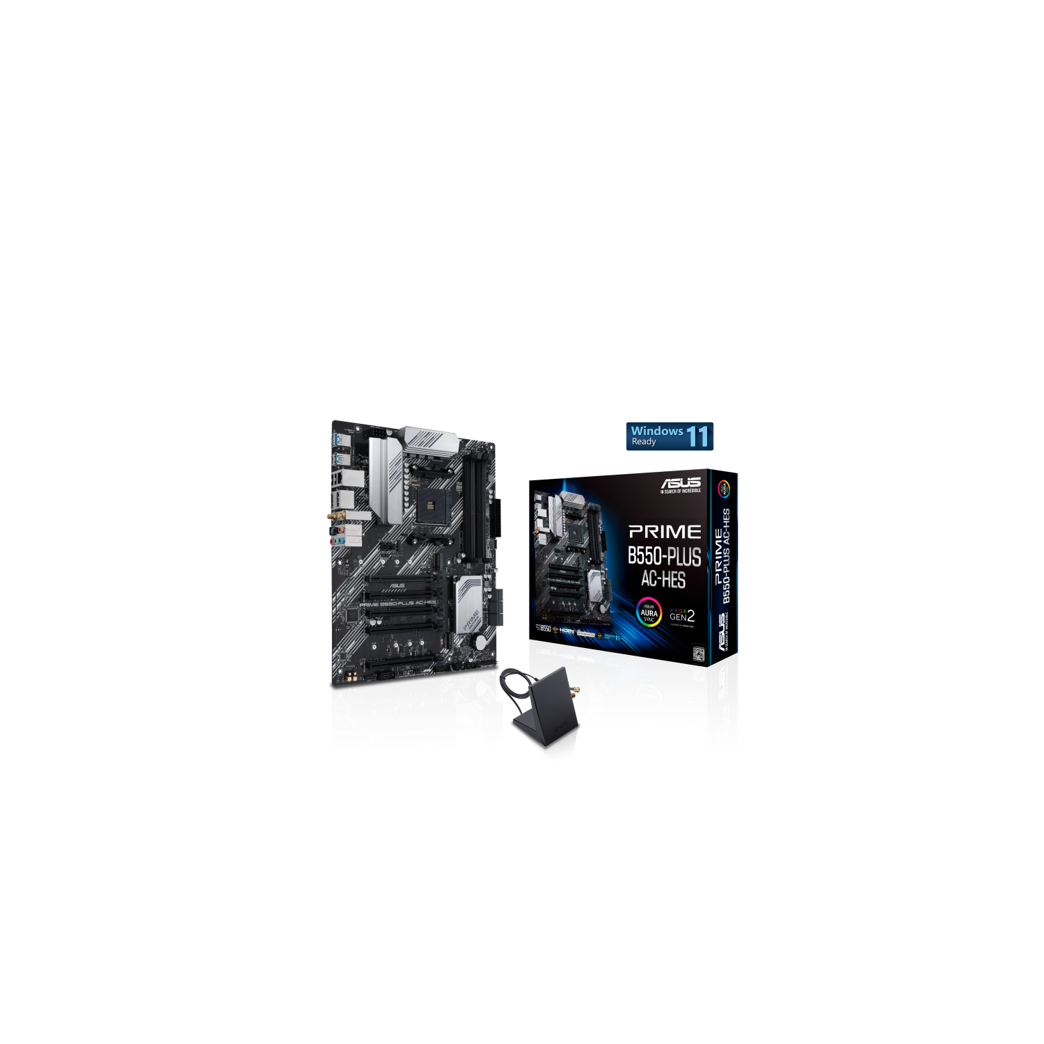 ASUS Prime B550-PLUS AC-HES AMD AM4 (3rd Gen Ryzen) ATX motherboard (dual M.2, PCIe 4.0, WIFI 5, 1 Gb Ethernet, DisplayPort/HDMI, SATA 6 Gbps, USB 3.2 Gen 2 Type-C, front USB 3.2 G