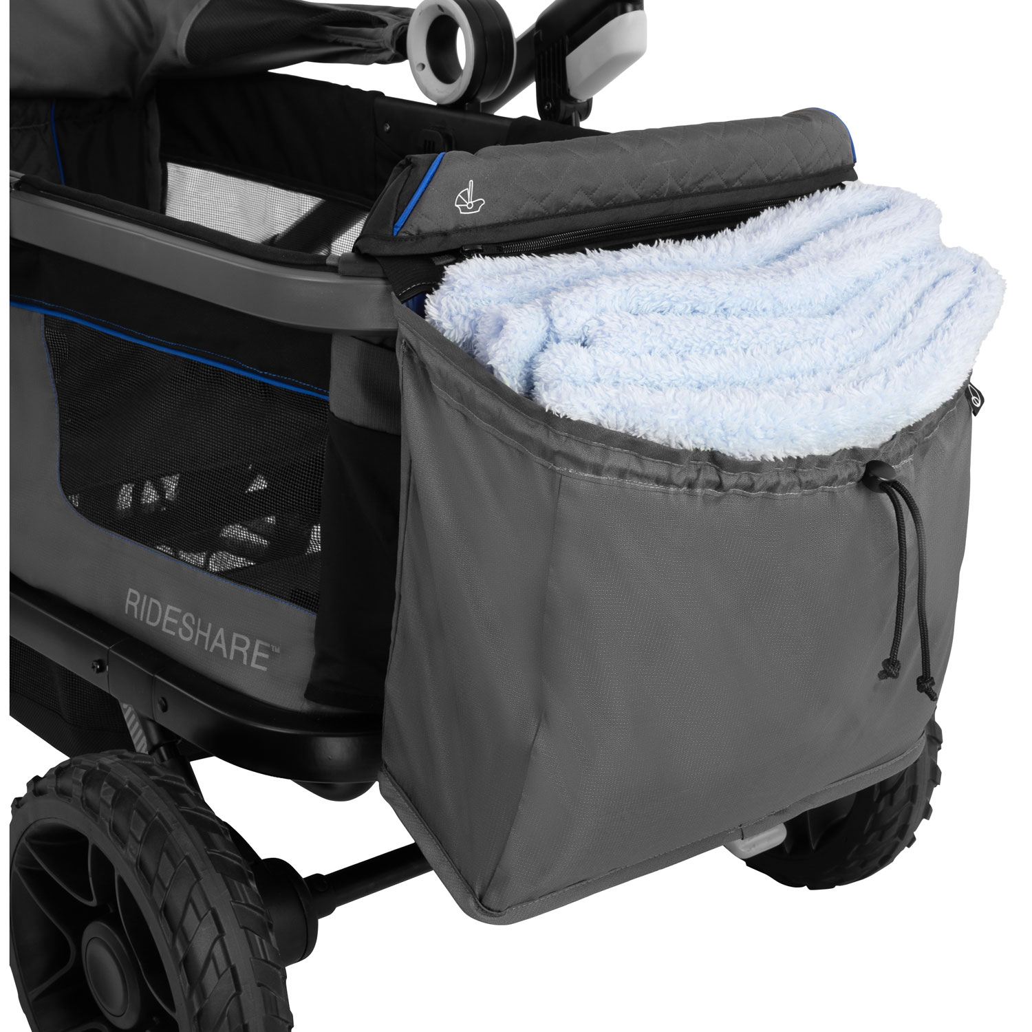 Chariot poussette double Shyft Rideshare d'Evenflo - Bleu électrique