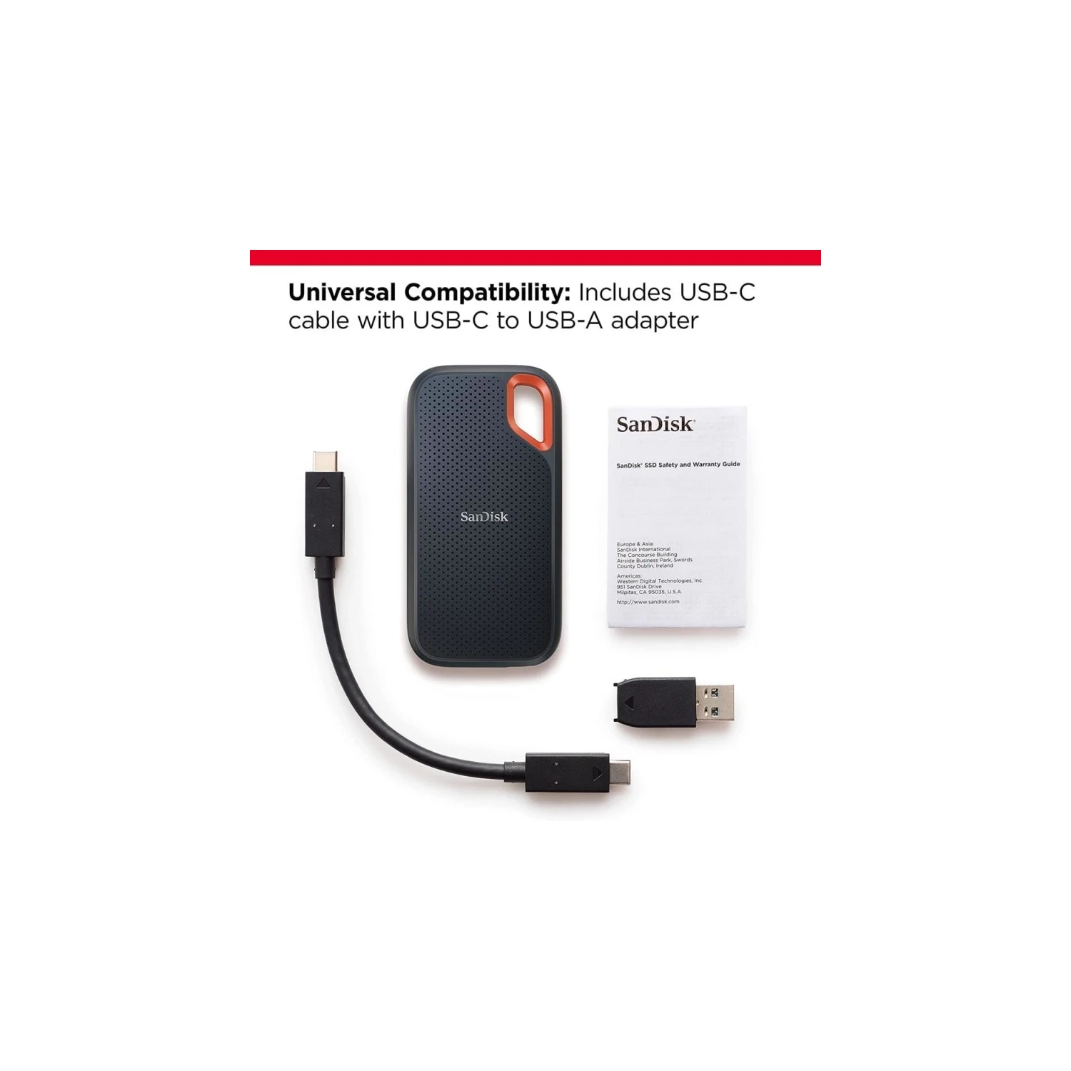 SanDisk 1TB Extreme Portable SSD: Up to 1050MB/s, USB-C, USB 3.2 Gen 2, IP65 Water and Dust Resistance, Updated Firmware - External Solid State Drive