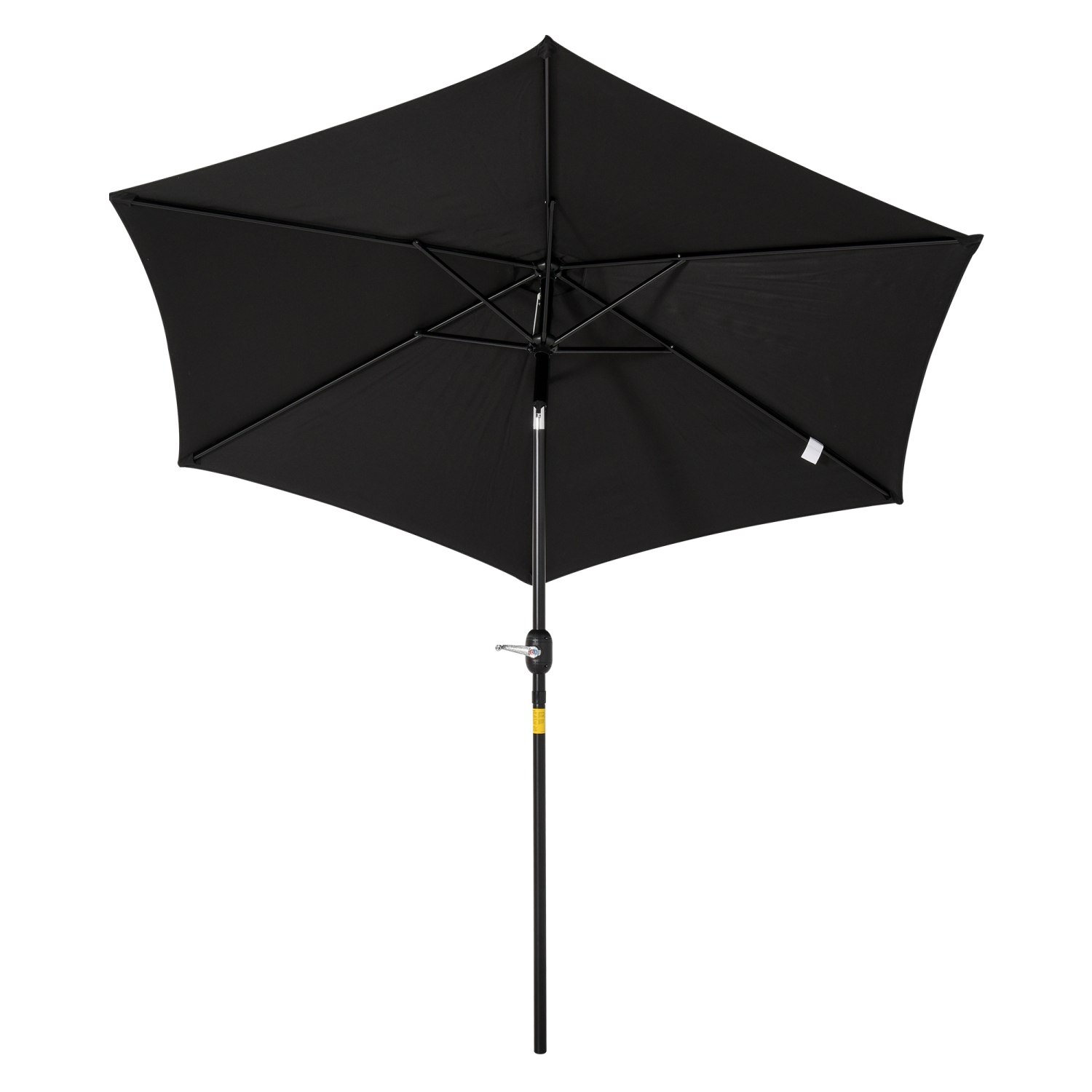 Outsunny 8.5' Round Aluminum Patio Umbrella 6 Ribs Market Sunshade Tilt Canopy w/ Crank Handle Garden Parasol Black