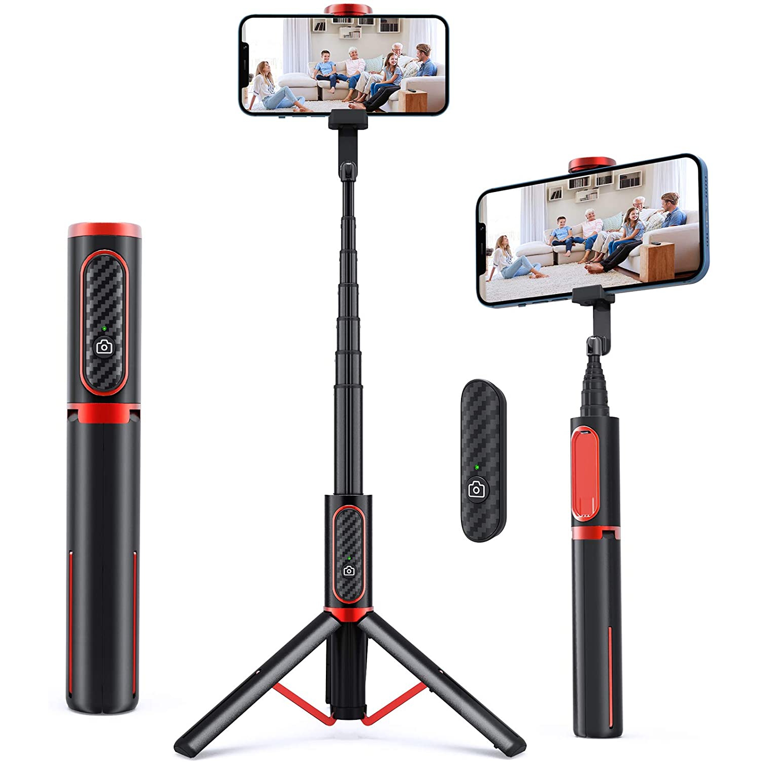 Wireless Selfie Stick Tripod for Apple & Android Devices, Selfie Stick Tripod, Selfie Stick with Remote, Portable & Lightweight Home Travel Use