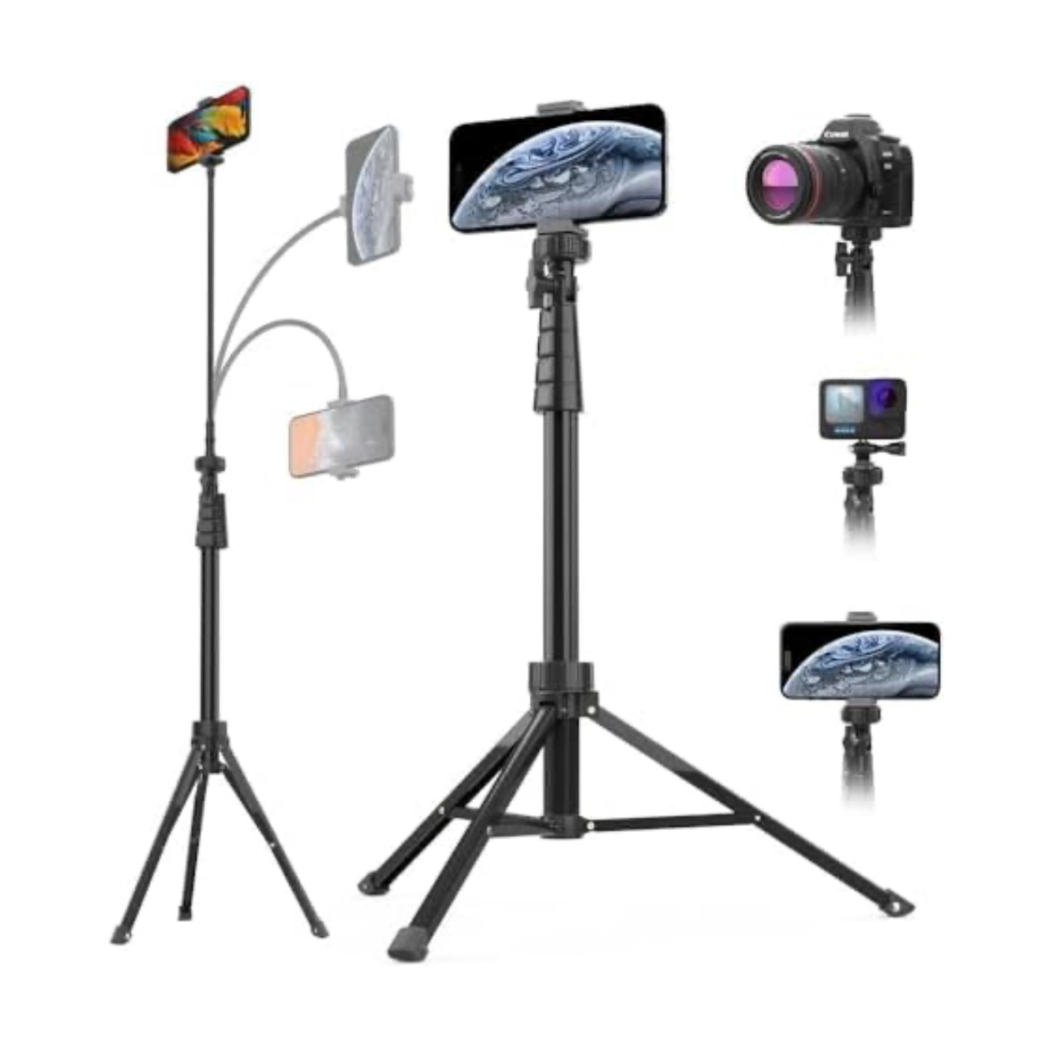 88’’ Flexible Phone Tripod with 14.95’’ Gooseneck,Remote and Phone Holder, Cell Phone Stand＆Selfie Stick for Video Recording, Compatible with iPhone