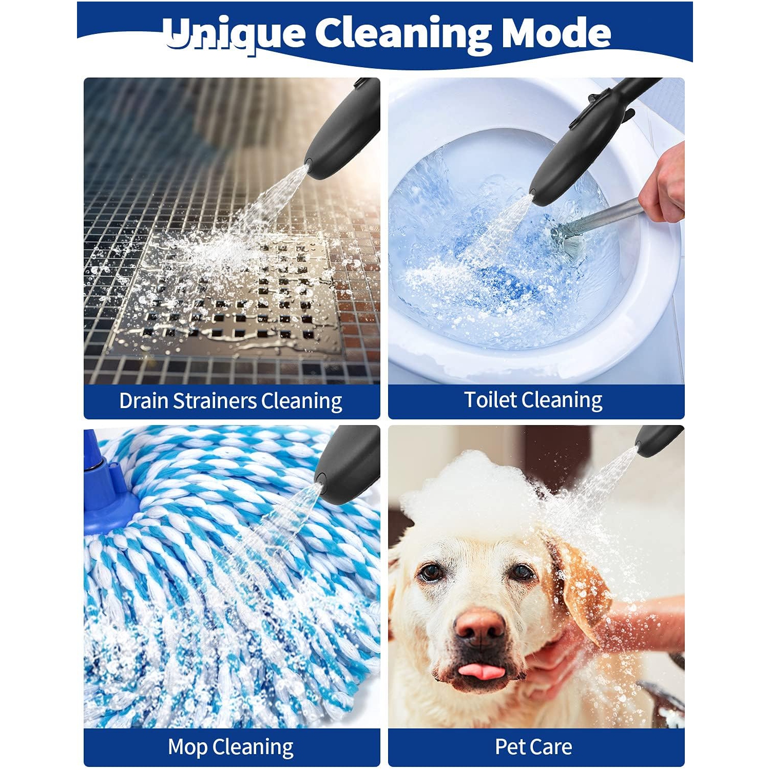 High Pressure Handheld Shower Head 4-Setting Shower Head Kit - Jet Water Mode - 59" Stainless Hose and Adjustable Mount Excellent Replacement for