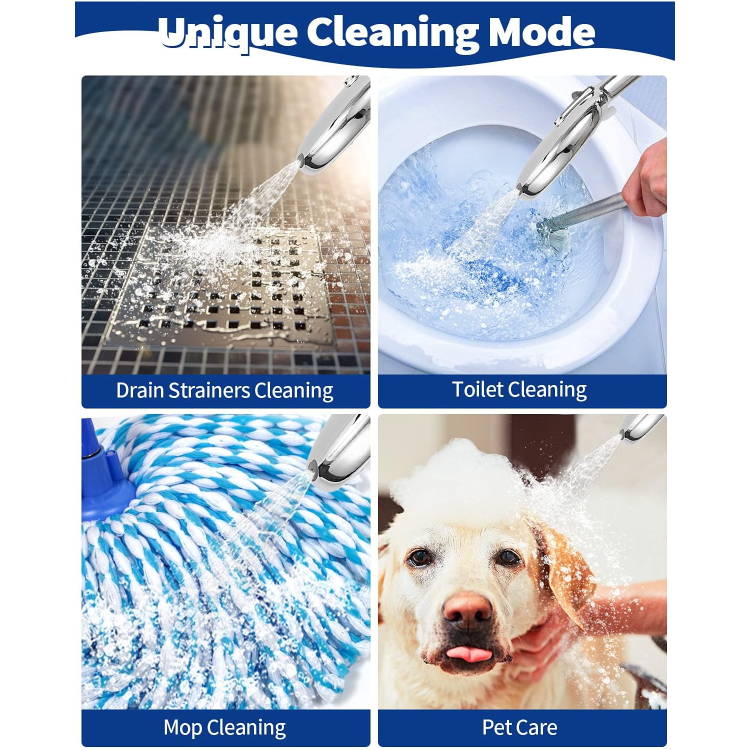 High Pressure Handheld Shower Head 4-Setting Shower Head Kit - Jet Water Mode - 59" Stainless Hose and Adjustable Mount Excellent Replacement for