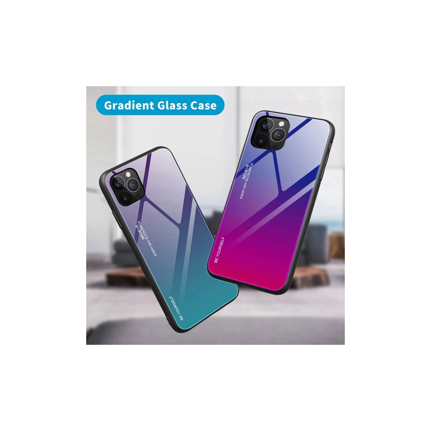 Gradient Glass Case for iPhone 12 and 12 PRO, Slim Thin Anti-Scratch Shockproof Protective Case, Tempered Glass Back Cover-FREE SHIPPING