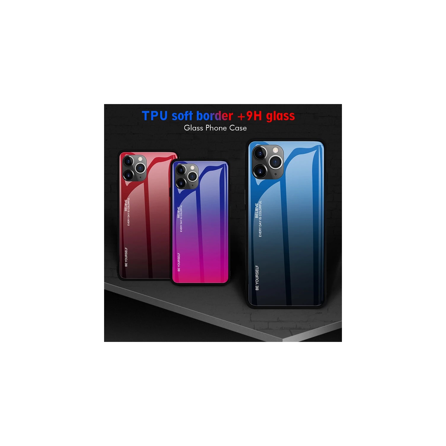 Gradient Glass Case for iPhone 12 and 12 PRO, Slim Thin Anti-Scratch Shockproof Protective Case, Tempered Glass Back Cover-FREE SHIPPING