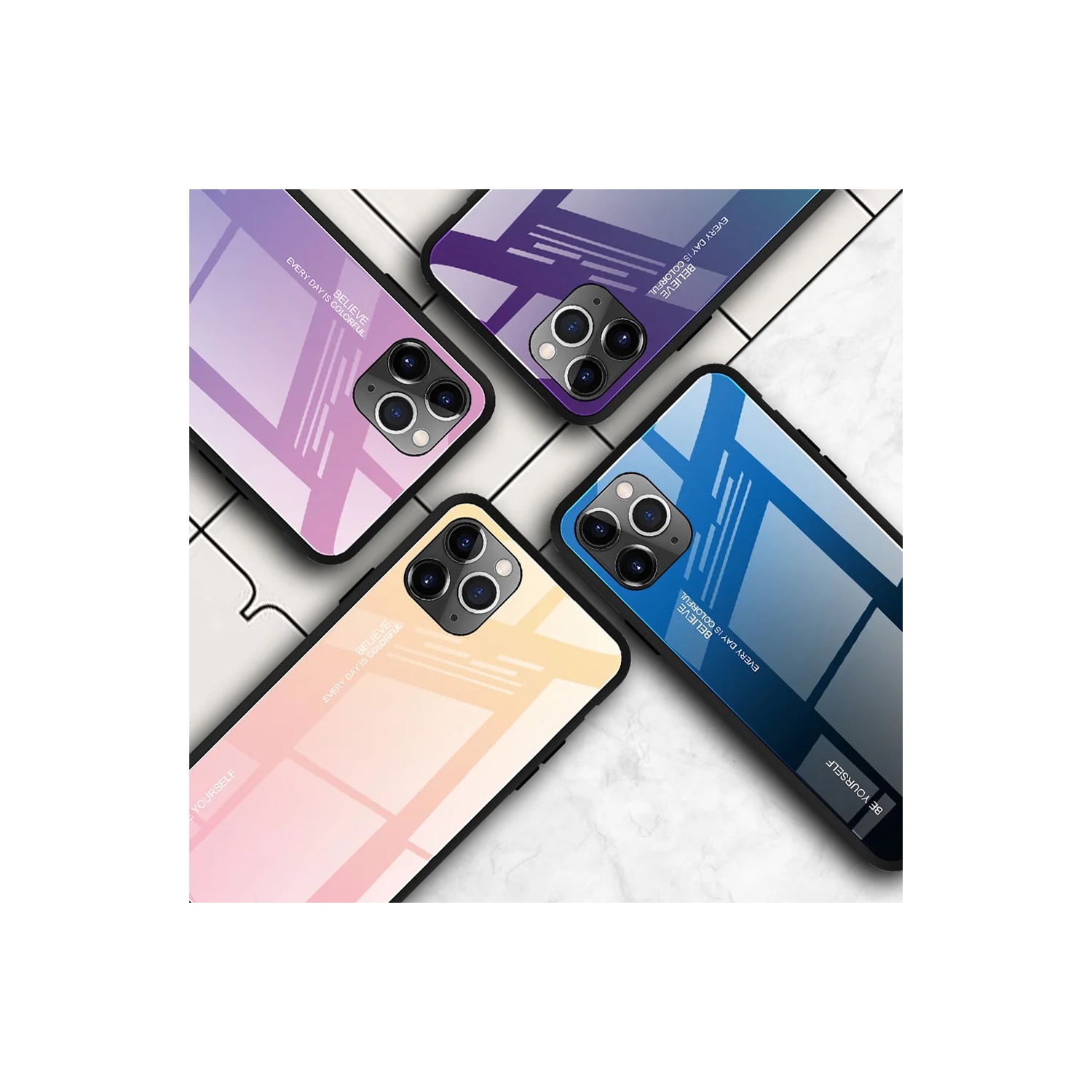 Gradient Glass Case for iPhone 12 Pro Max, Slim Thin Anti-Scratch Shockproof Protective Case, Tempered Glass Back Cover-FREE SHIPPING