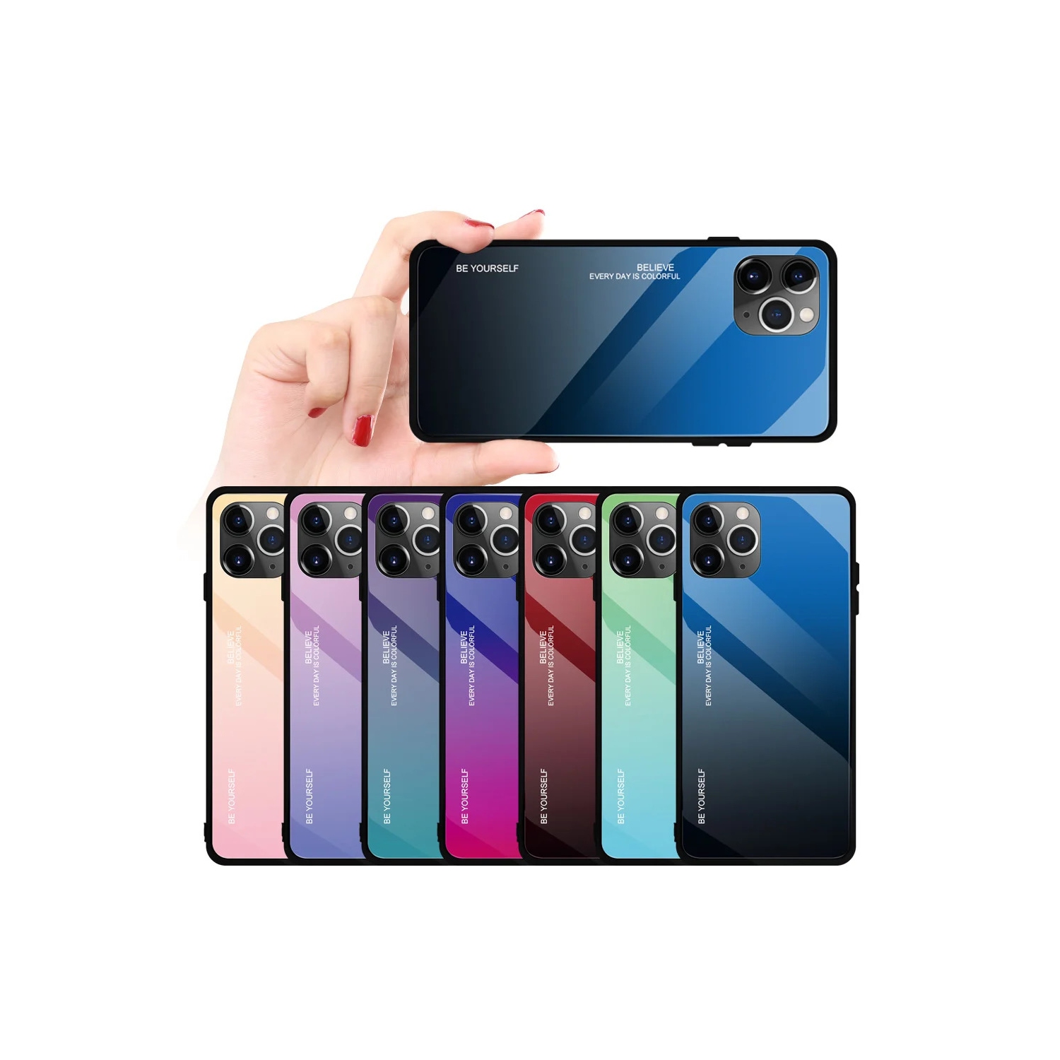 Gradient Glass Case for iPhone 12 Pro Max, Slim Thin Anti-Scratch Shockproof Protective Case, Tempered Glass Back Cover-FREE SHIPPING