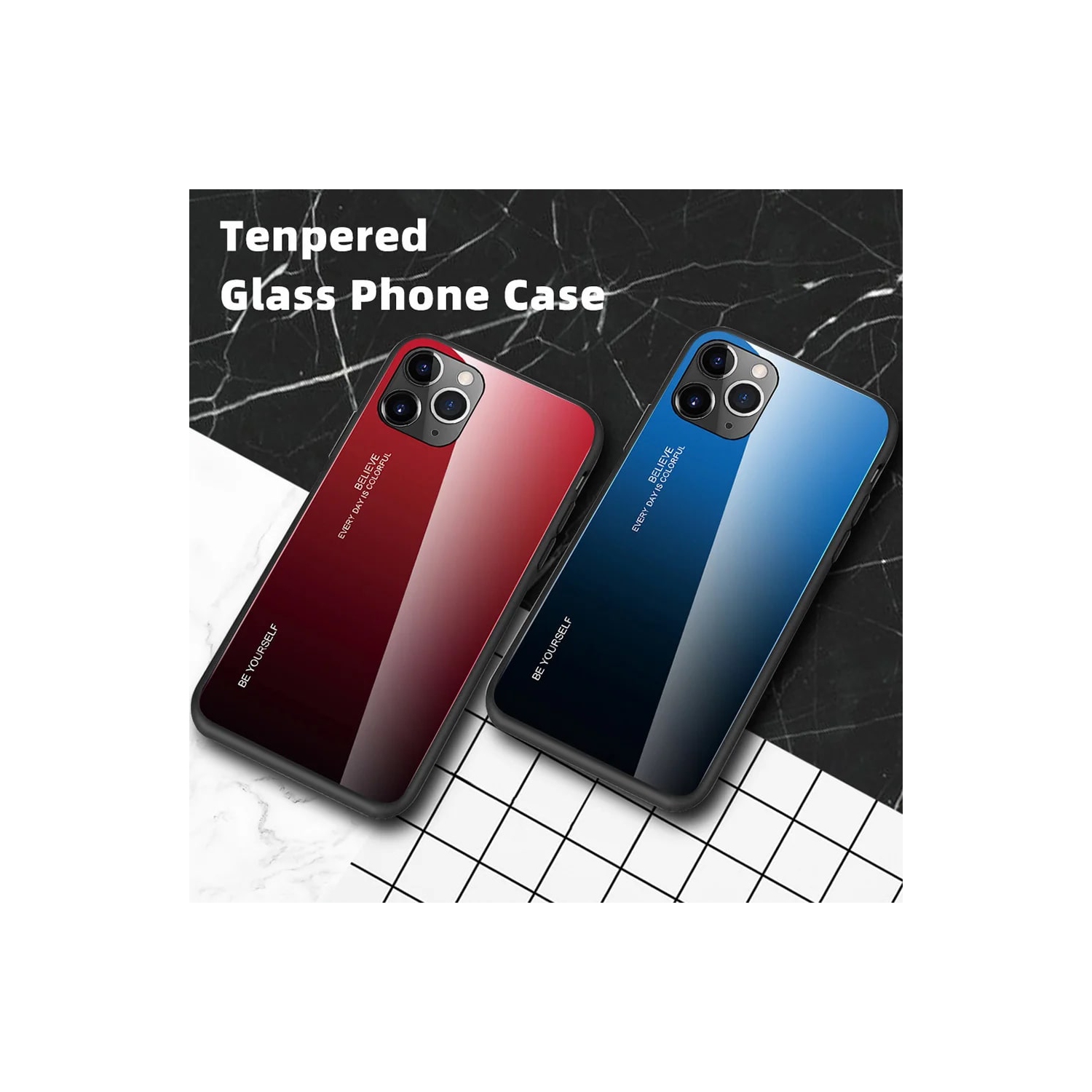 Étui en verre gradient pour iPhone 13 PRO, étui protecteur mince, mince, anti-rayures, EXPÉDITION sans couvercle arrière en verre trempé