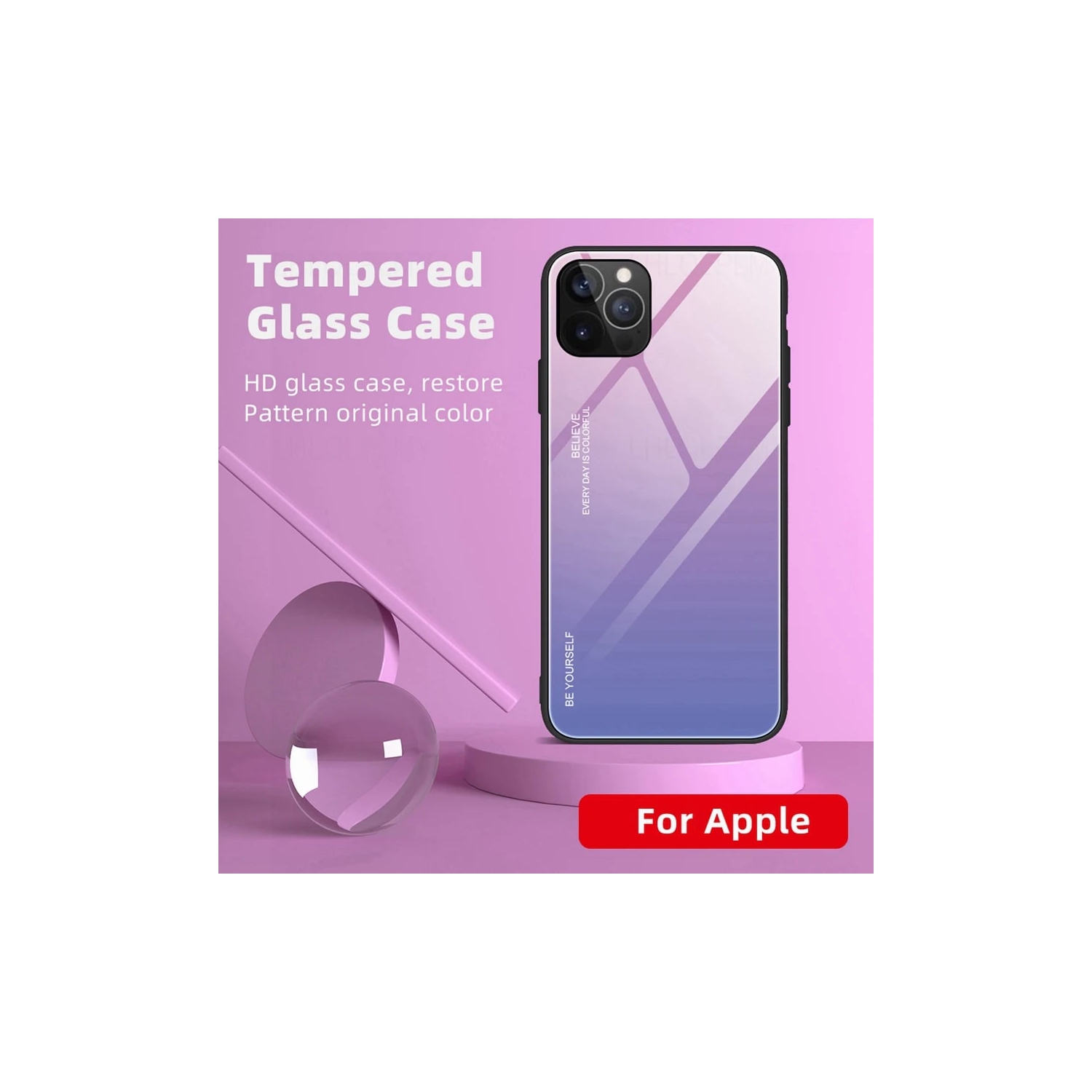 Étui en verre gradient pour iPhone 13 PRO, étui protecteur mince, mince, anti-rayures, EXPÉDITION sans couvercle arrière en verre trempé