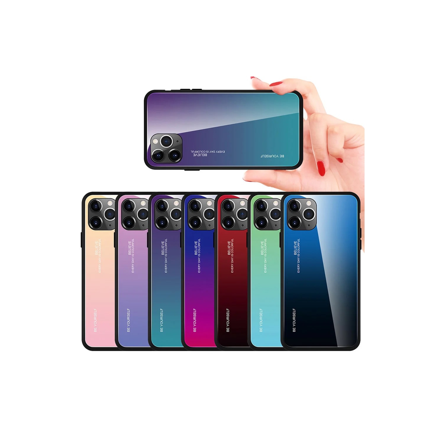 Gradient Glass Case for iPhone 13 PRO, Slim Thin Anti-Scratch Shockproof Protective Case, Tempered Glass Back Cover-FREE SHIPPING