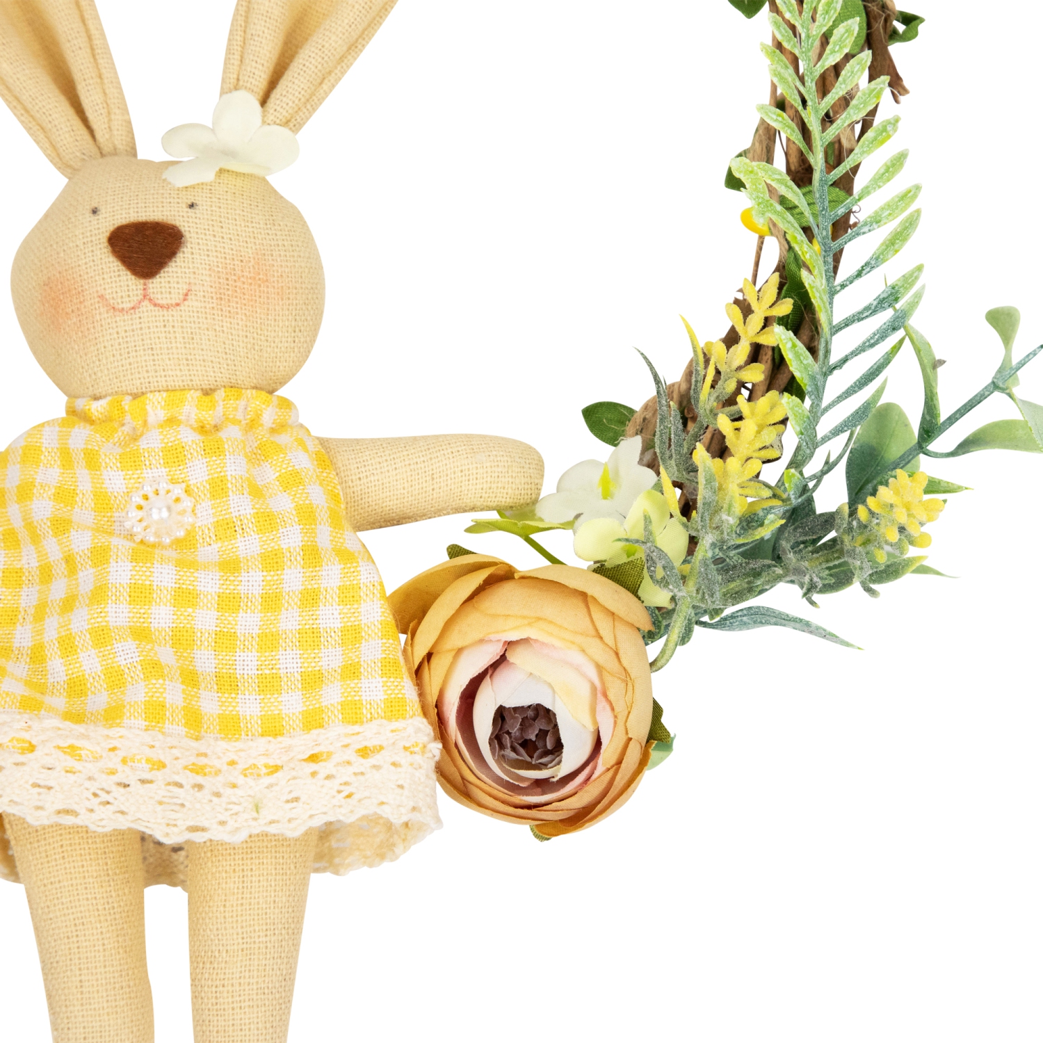 Bunny with Flowers Artificial Easter Twig Wreath - 10"