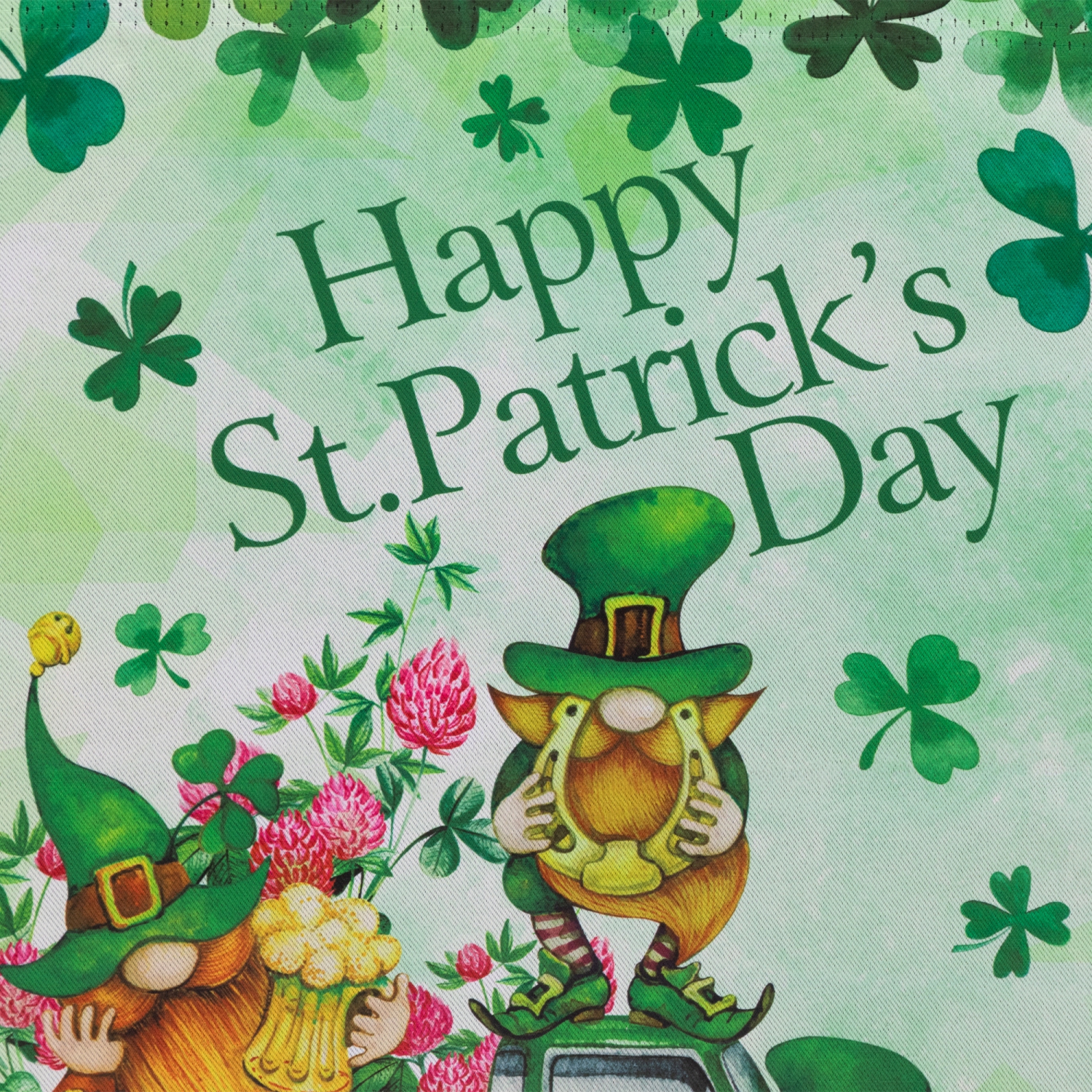 Joyful Leprechauns "Happy St. Patrick's Day" Outdoor Garden Flag 18" x 12.5"