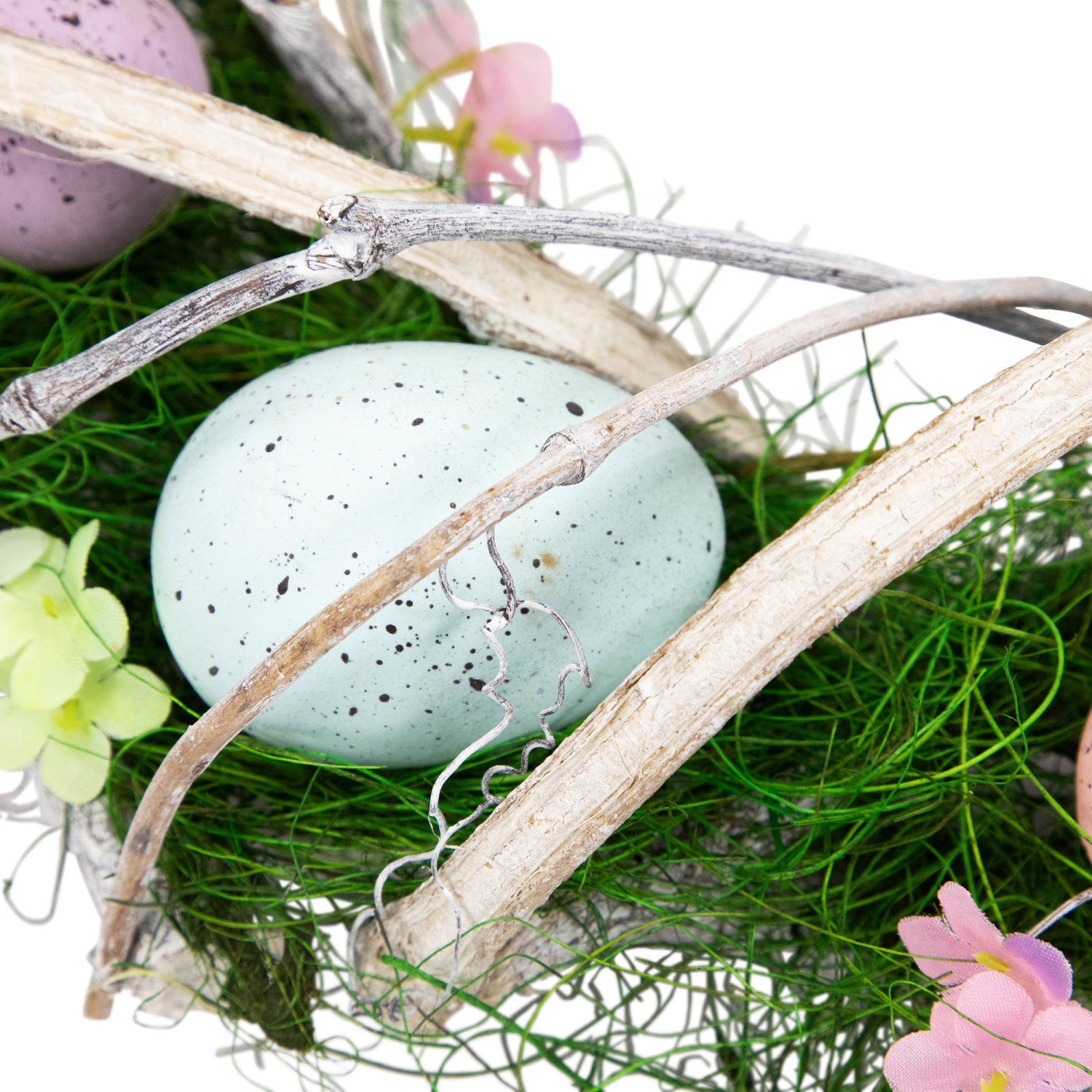 Speckled Eggs and Spring Flowers Easter Wreath - 15"