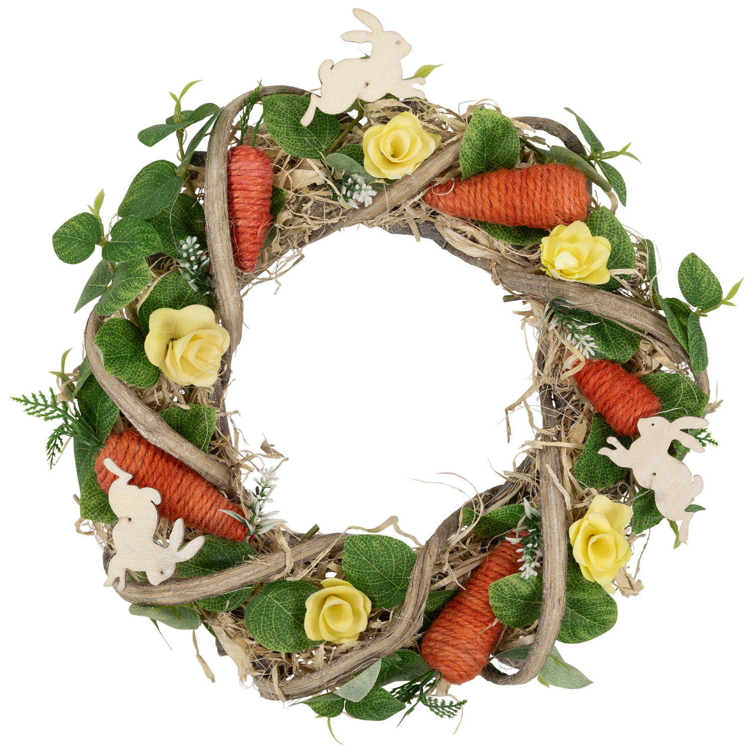 Mixed Floral and Carrots Artificial Easter Wreath - 11.5"