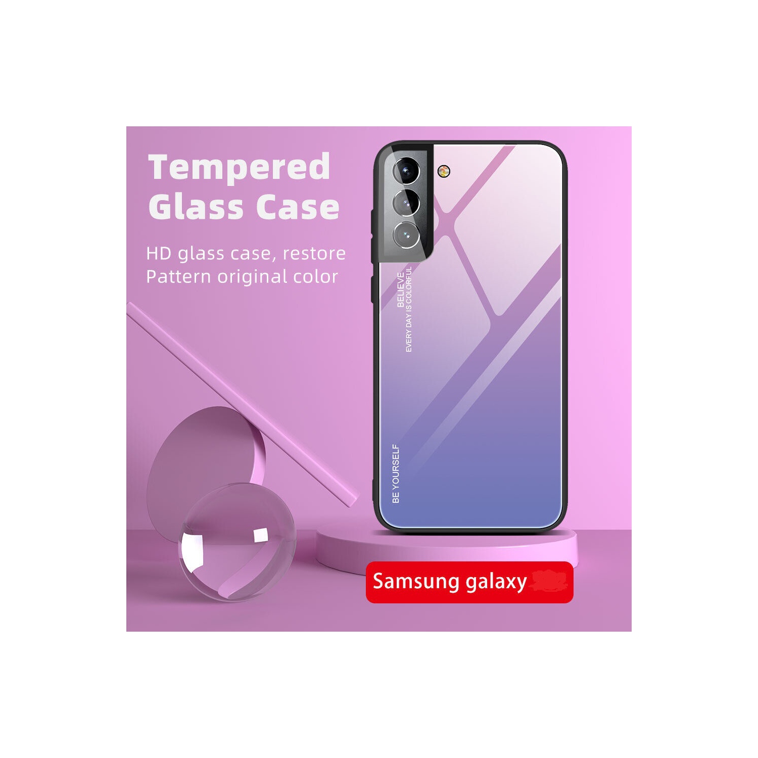 Gradient Glass Case for Samsung S22 PLUS, Slim Thin Anti-Scratch Shockproof Protective Case, Tempered Glass Back Cover-FREE SHIPPING