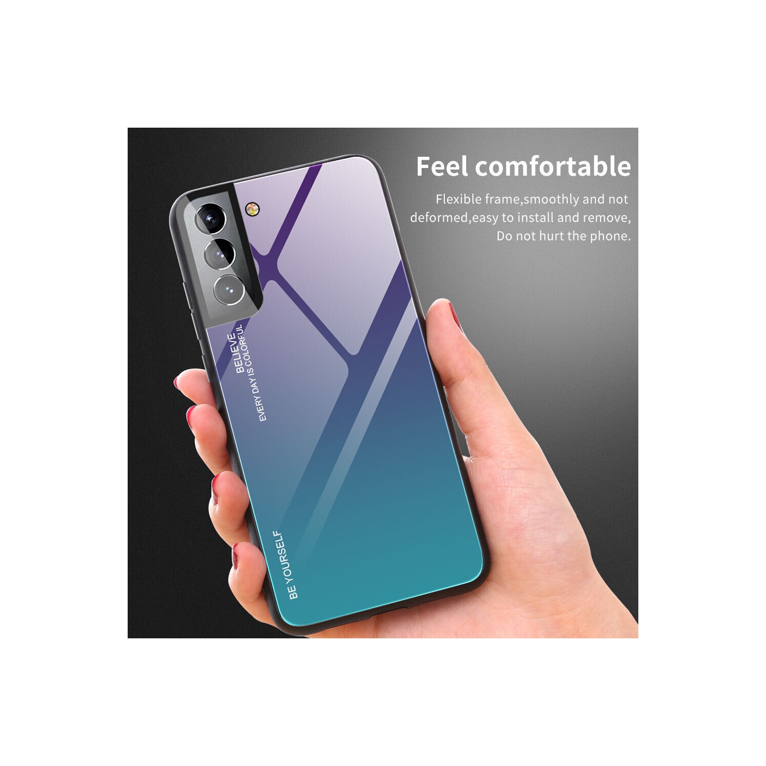 Gradient Glass Case for Samsung S22 PLUS, Slim Thin Anti-Scratch Shockproof Protective Case, Tempered Glass Back Cover-FREE SHIPPING