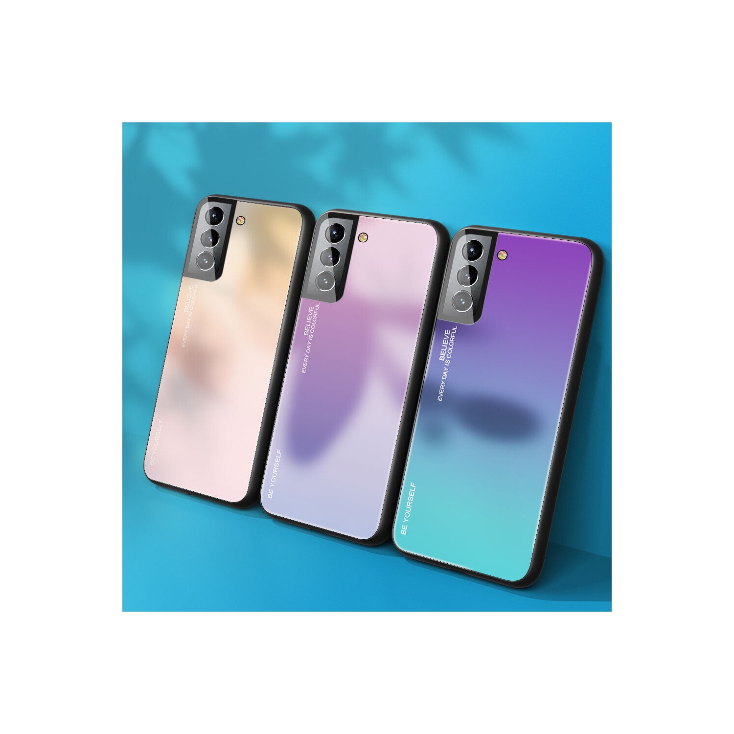 Gradient Glass Case for Samsung S22 PLUS, Slim Thin Anti-Scratch Shockproof Protective Case, Tempered Glass Back Cover-FREE SHIPPING