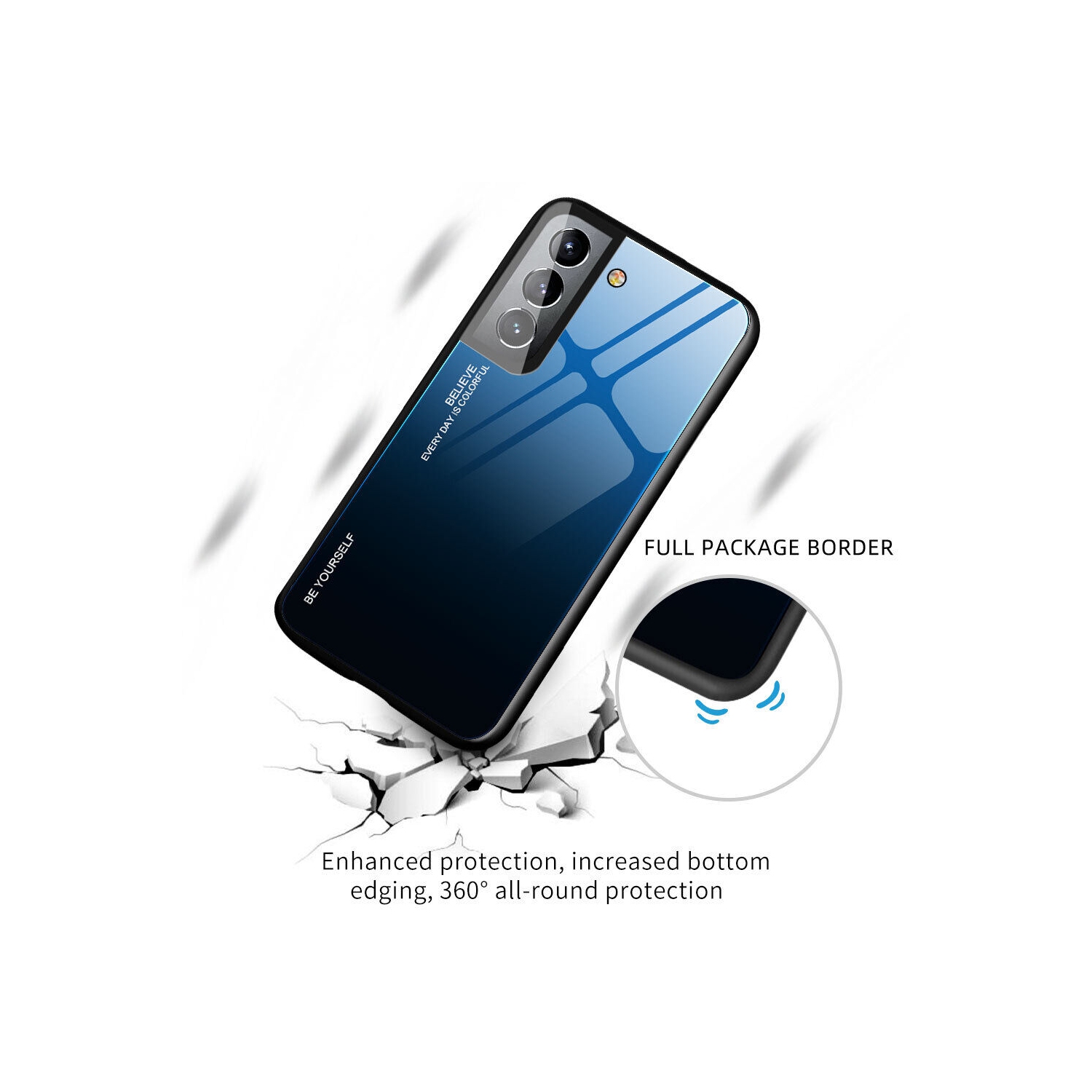 Gradient Glass Case for Samsung S22 PLUS, Slim Thin Anti-Scratch Shockproof Protective Case, Tempered Glass Back Cover-FREE SHIPPING