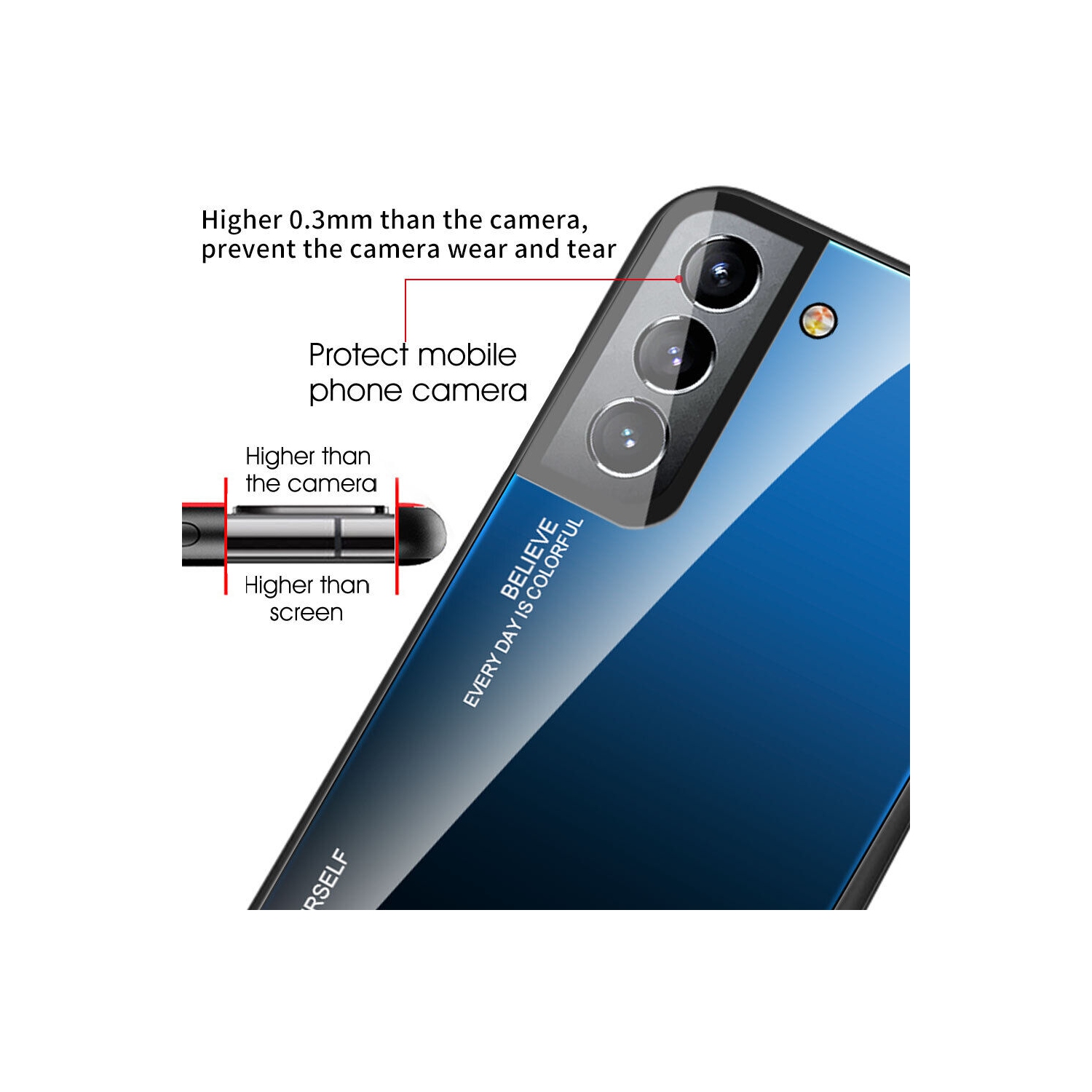 Étui en verre gradient pour Samsung S22, étui protecteur mince, anti-rayures, arrière EN verre trempé, EXPÉDITION GRATUITE