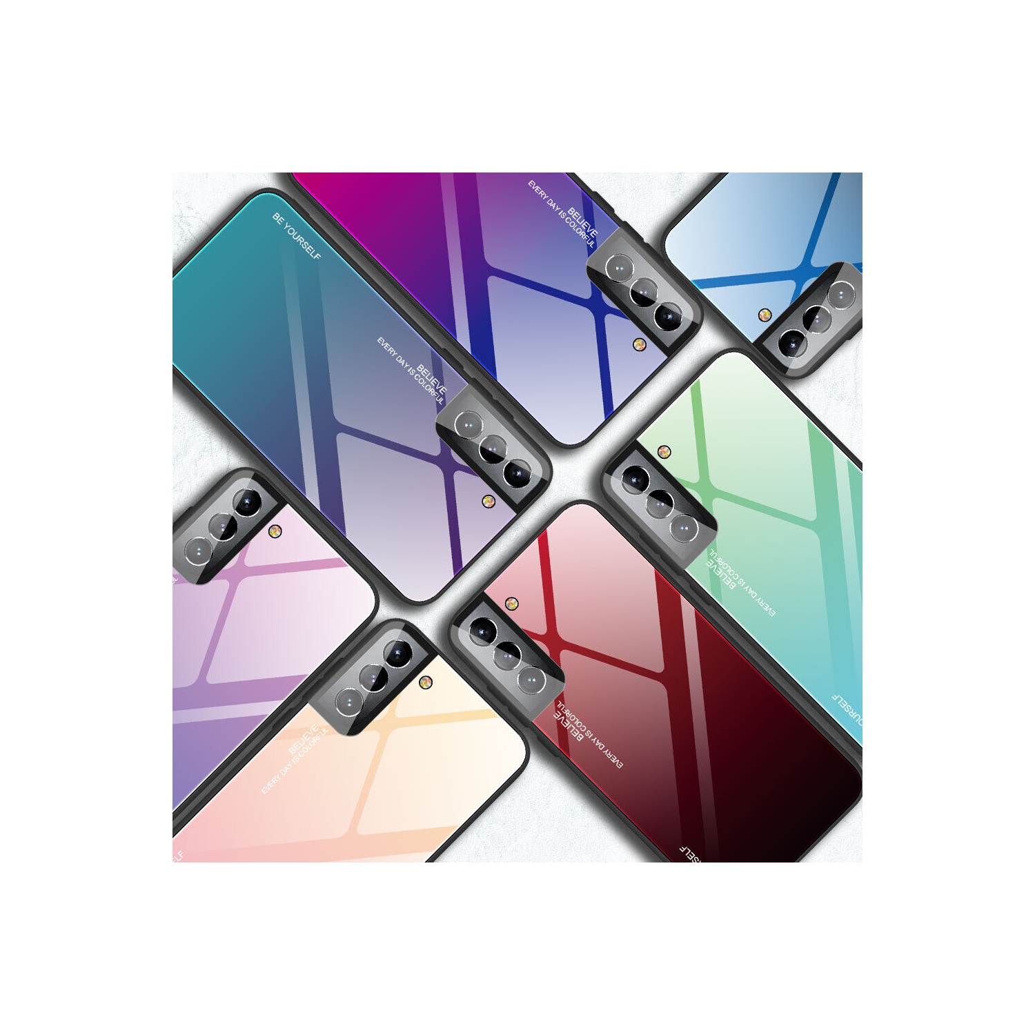 Gradient Glass Case for Samsung S22, Slim Thin Anti-Scratch Shockproof Protective Case, Tempered Glass Back Cover-FREE SHIPPING