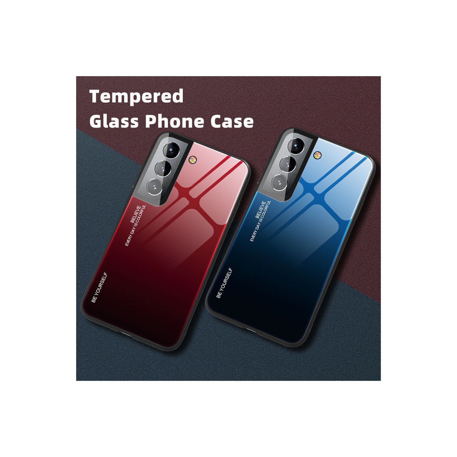 Gradient Glass Case for Samsung S22, Slim Thin Anti-Scratch Shockproof Protective Case, Tempered Glass Back Cover-FREE SHIPPING