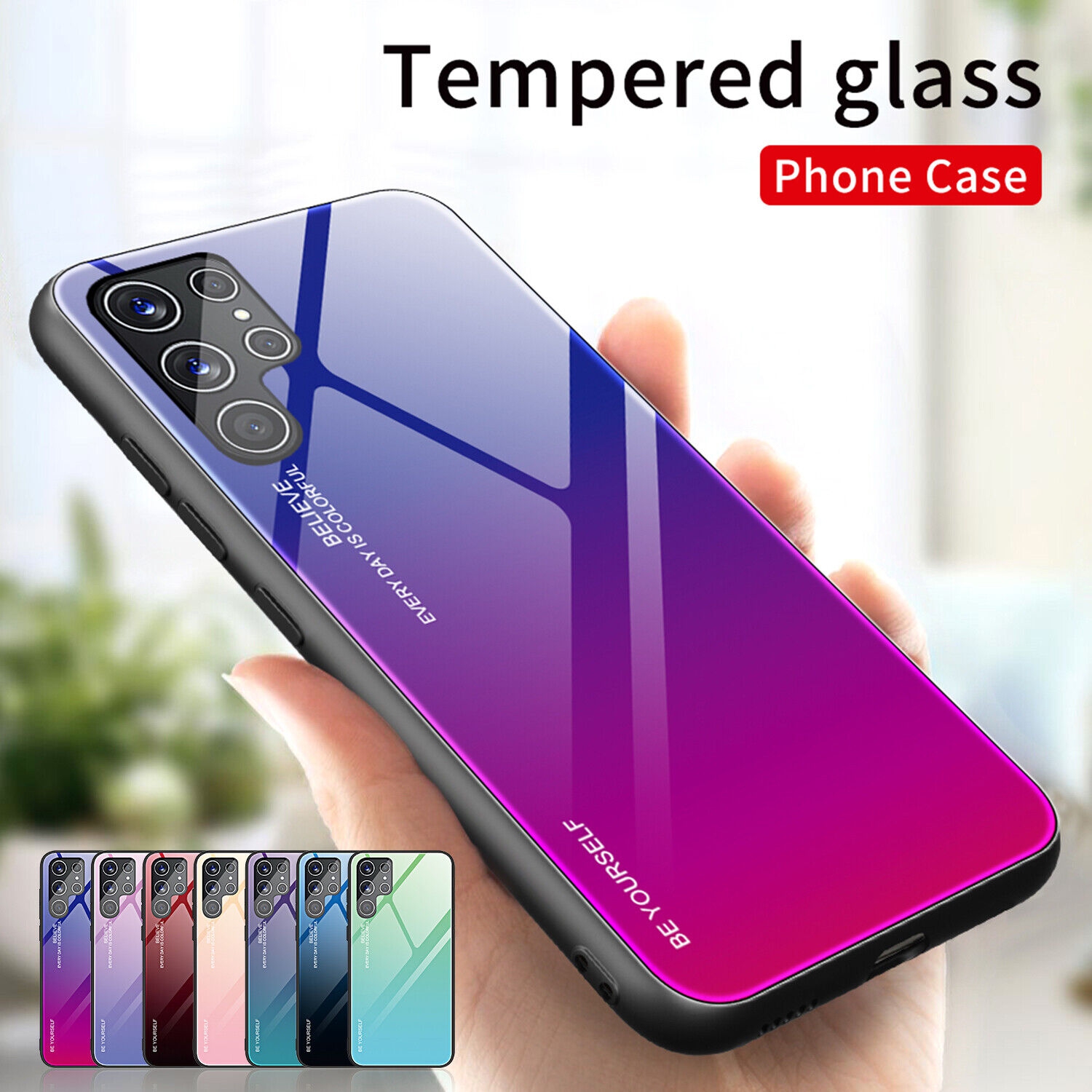 Étui en verre gradient pour Samsung S22 ULTRA, étui protecteur mince, mince et antichoc, EXPÉDITION sans couvercle arrière en verre trempé