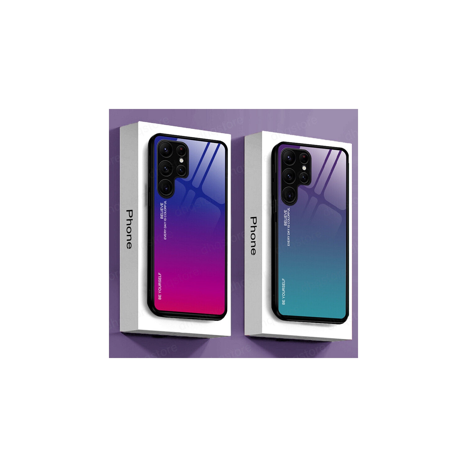 Étui en verre gradient pour Samsung S22 ULTRA, étui protecteur mince, mince et antichoc, EXPÉDITION sans couvercle arrière en verre trempé