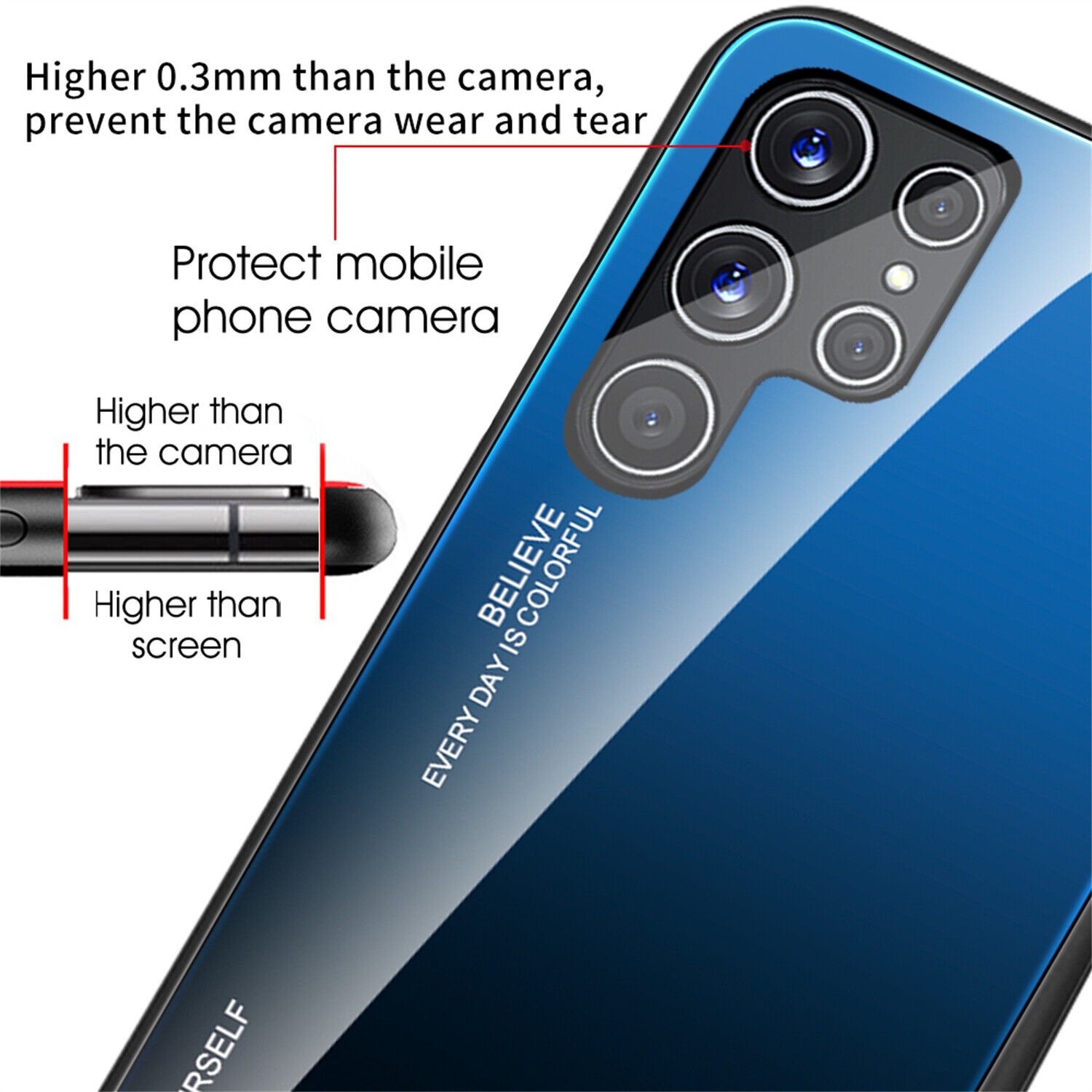 Étui en verre gradient pour Samsung S22 ULTRA, étui protecteur mince, mince et antichoc, EXPÉDITION sans couvercle arrière en verre trempé