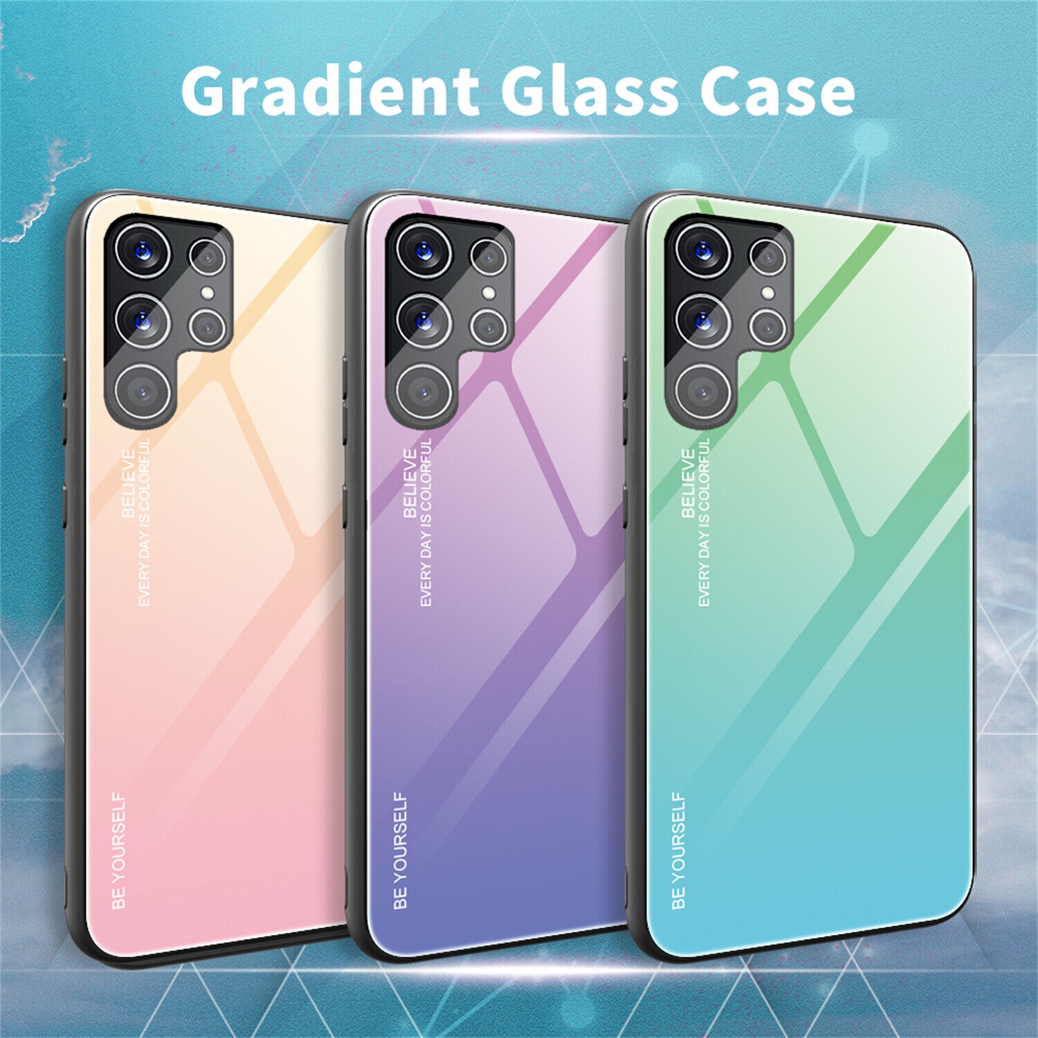 Étui en verre gradient pour Samsung S22 ULTRA, étui protecteur mince, mince et antichoc, EXPÉDITION sans couvercle arrière en verre trempé
