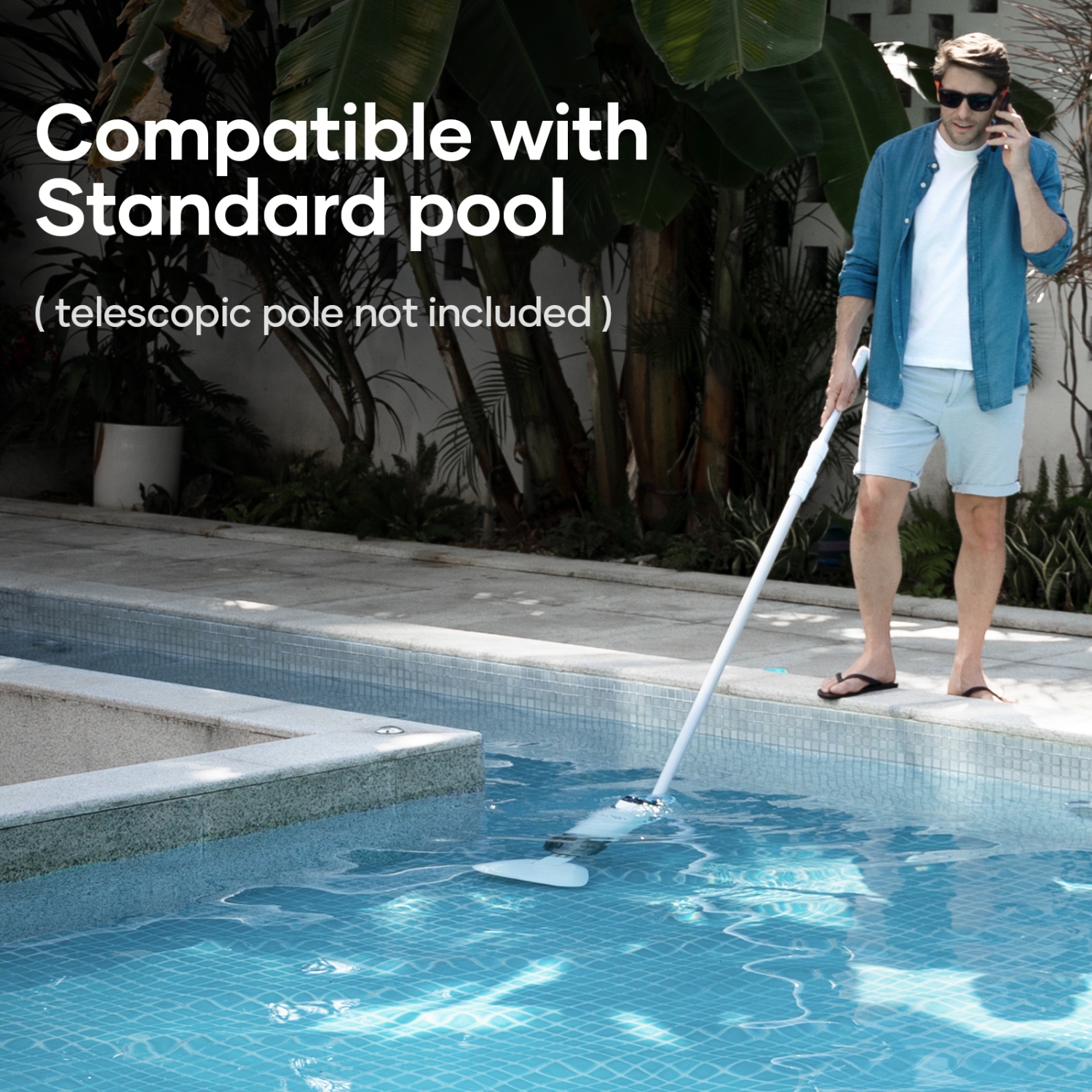 Aiper Pilot V2 - Rechargeable Handheld Pool Vacuum Cleaner for Hot Tubs, Above-Ground Inflatable Pools, Works with Pool Poles