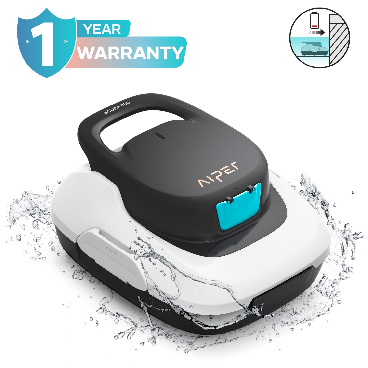 Aiper Scuba 800 - Cordless Robotic Pool Cleaner for Flat Above-Ground Pools up to 860sq.ft, Automatic Pool Vacuum
