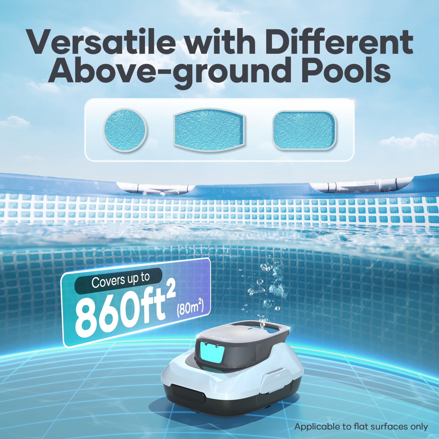 Aiper Scuba 800 - Cordless Robotic Pool Cleaner for Flat Above-Ground Pools up to 860sq.ft, Automatic Pool Vacuum