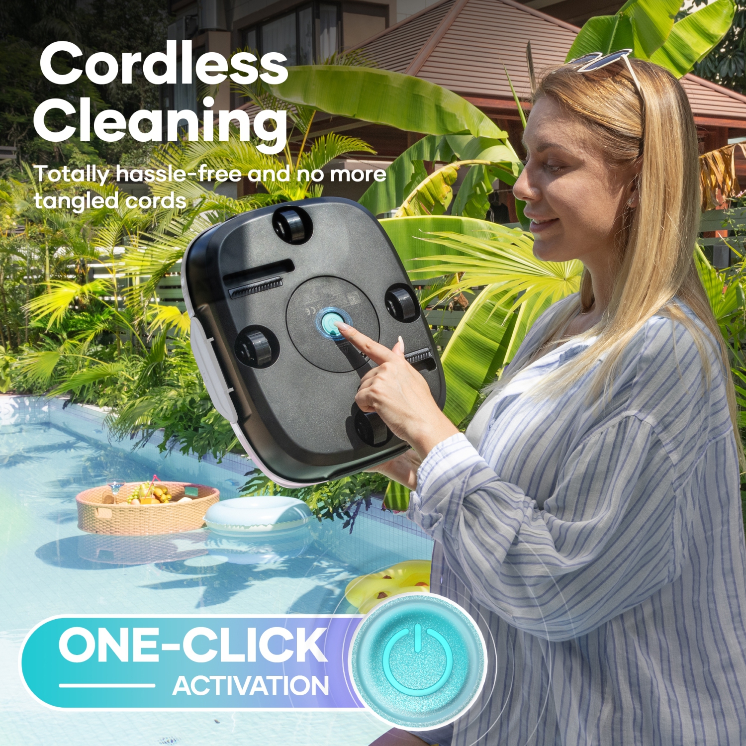 Aiper Scuba 800 - Cordless Robotic Pool Cleaner for Flat Above-Ground Pools up to 860sq.ft, Automatic Pool Vacuum