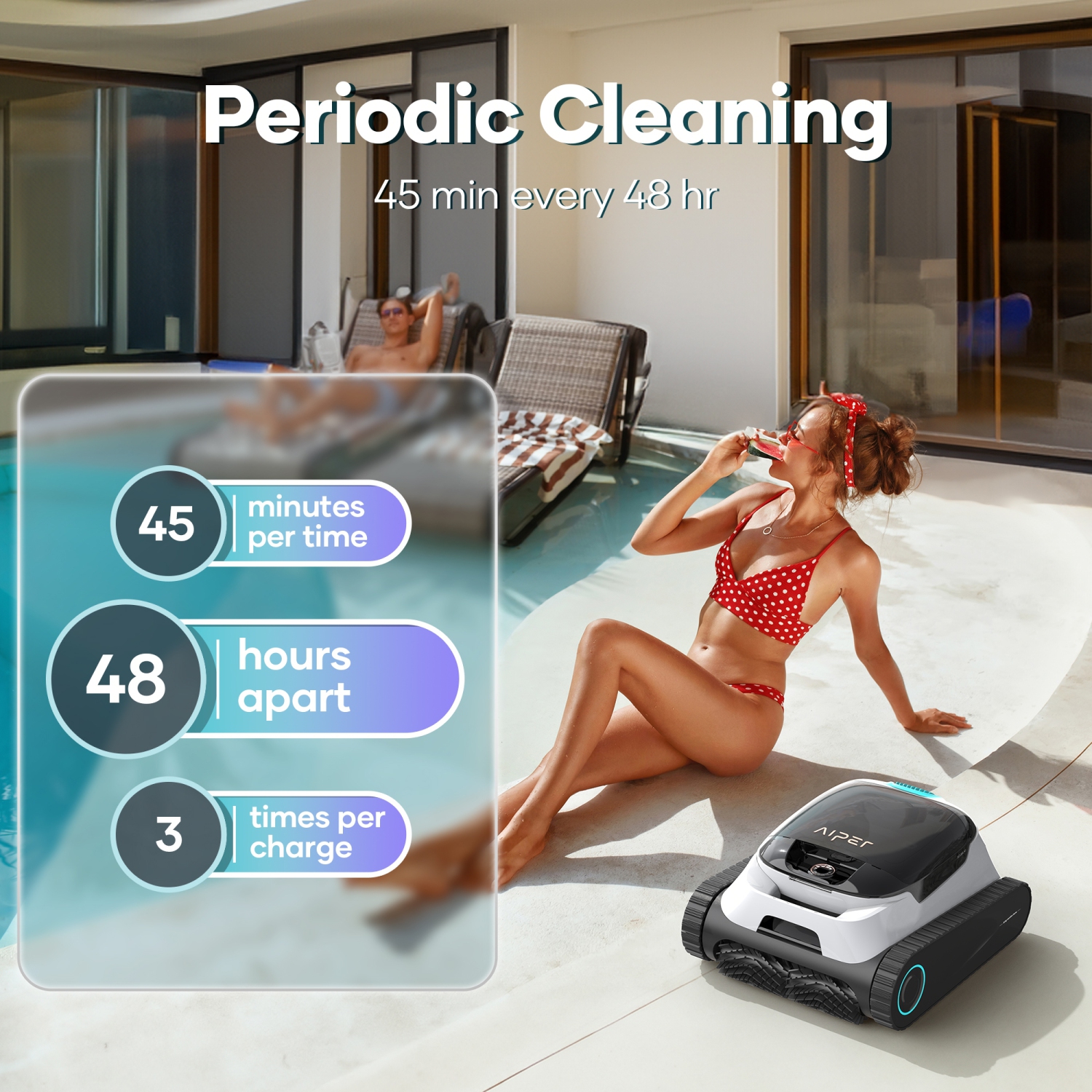 Aiper Scuba N1 - Cordless Robotic Pool Cleaner for In-Ground Pools up to 1600sq.ft, Automatic Pool Vacuum, Lasts 150 Mins
