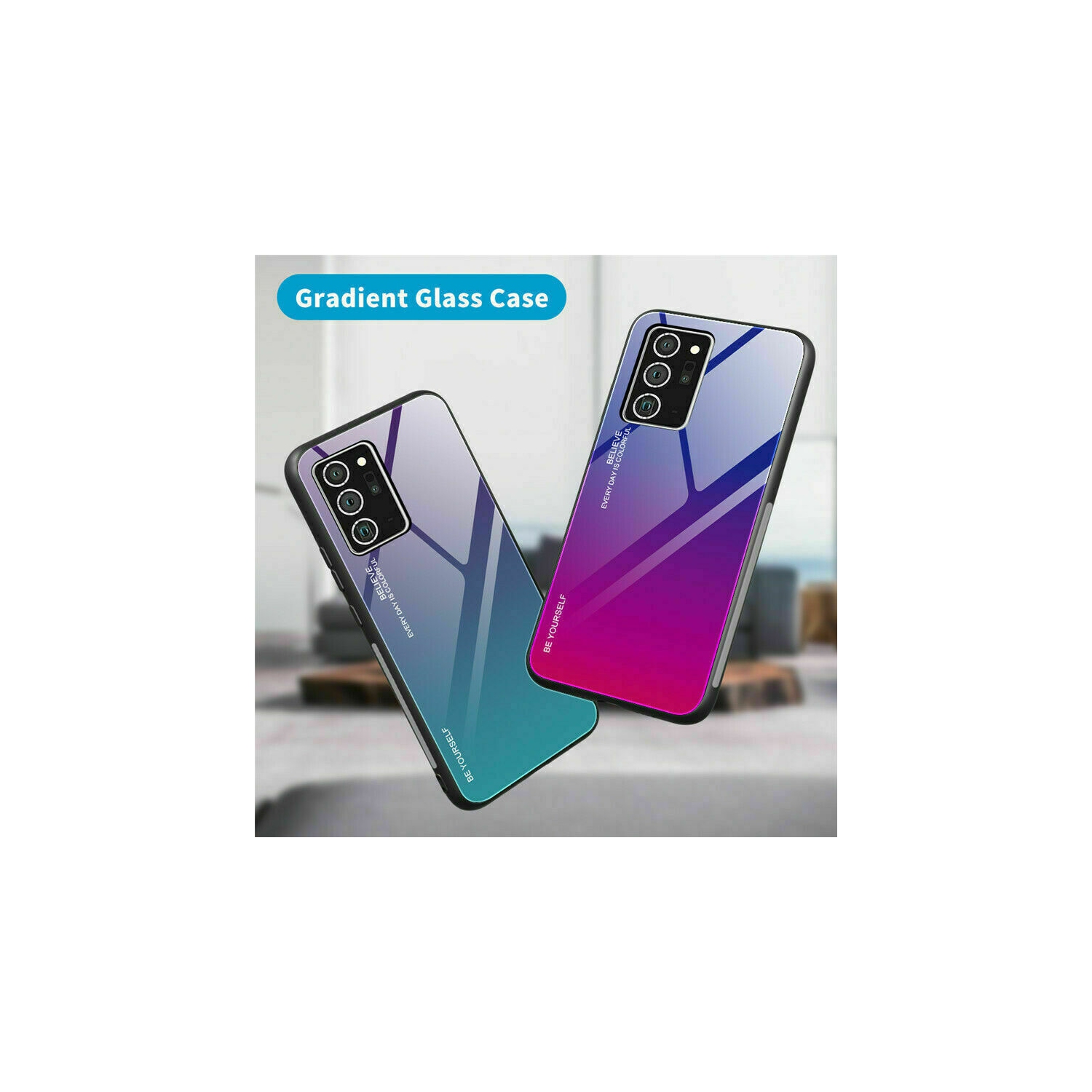 Gradient Glass Case for Samsung S20FE, Slim Thin Anti-Scratch Shockproof Protective Case, Tempered Glass Back Cover-FREE SHIPPING