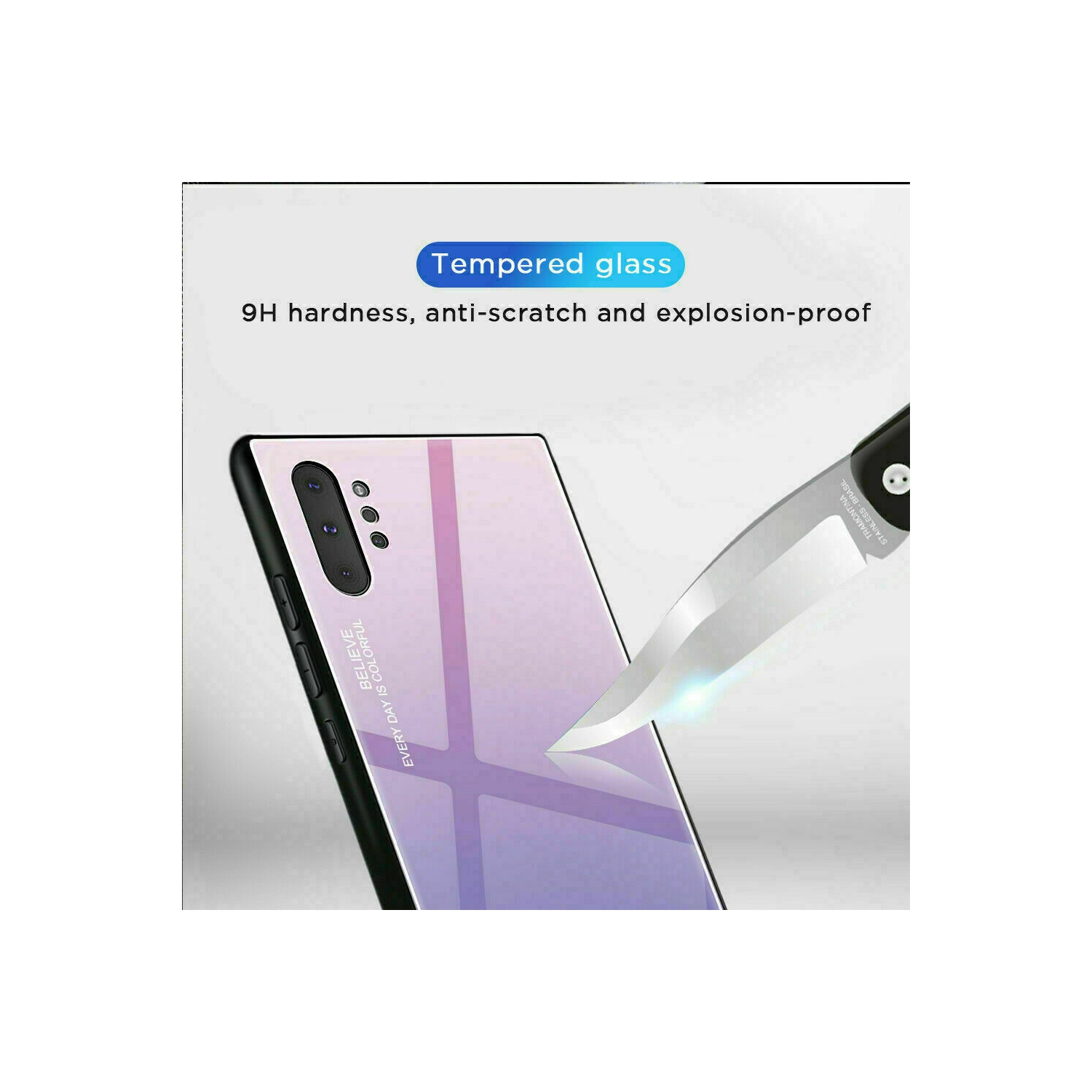 Étui en verre gradient pour Samsung NOTE 10 PLUS, étui de protection mince, mince et antichoc, EXPÉDITION sans couvercle arrière EN verre trempé