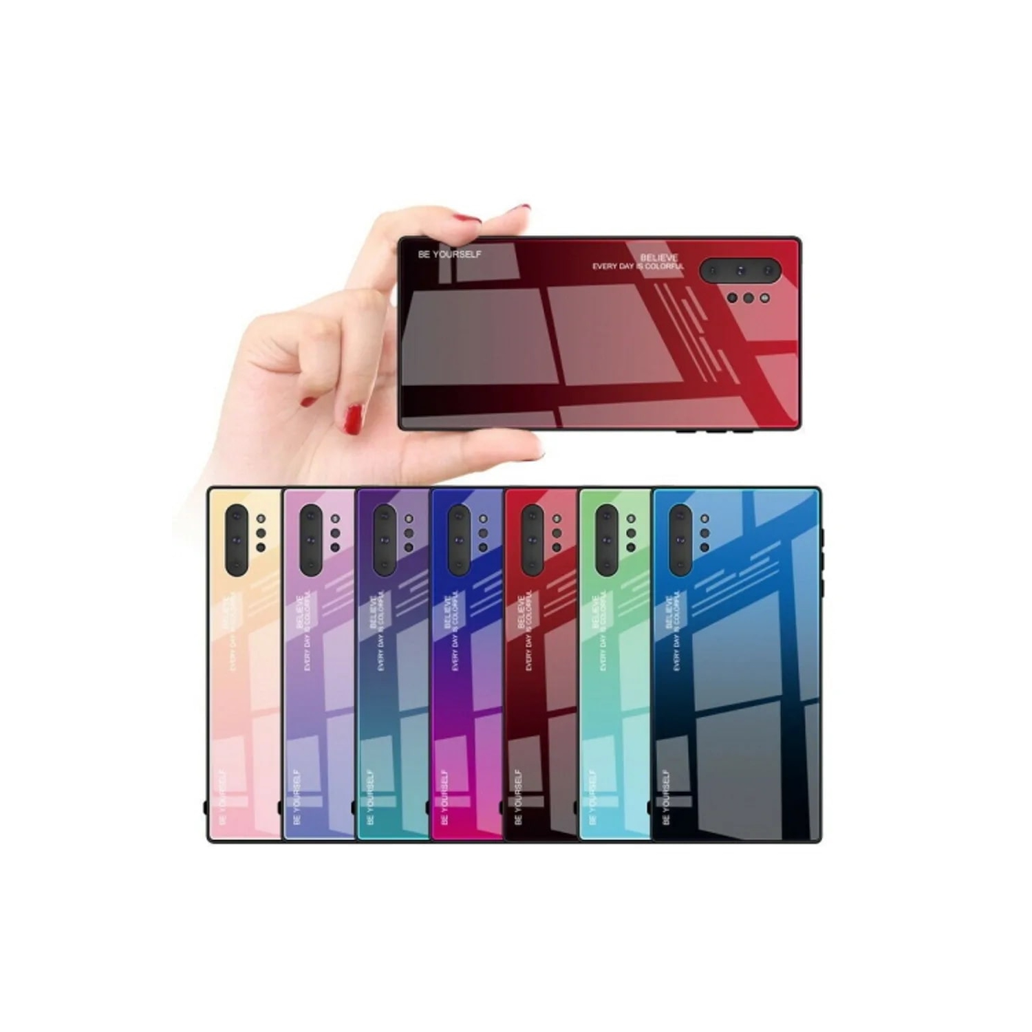 Étui en verre gradient pour Samsung NOTE 10 PLUS, étui de protection mince, mince et antichoc, EXPÉDITION sans couvercle arrière EN verre trempé