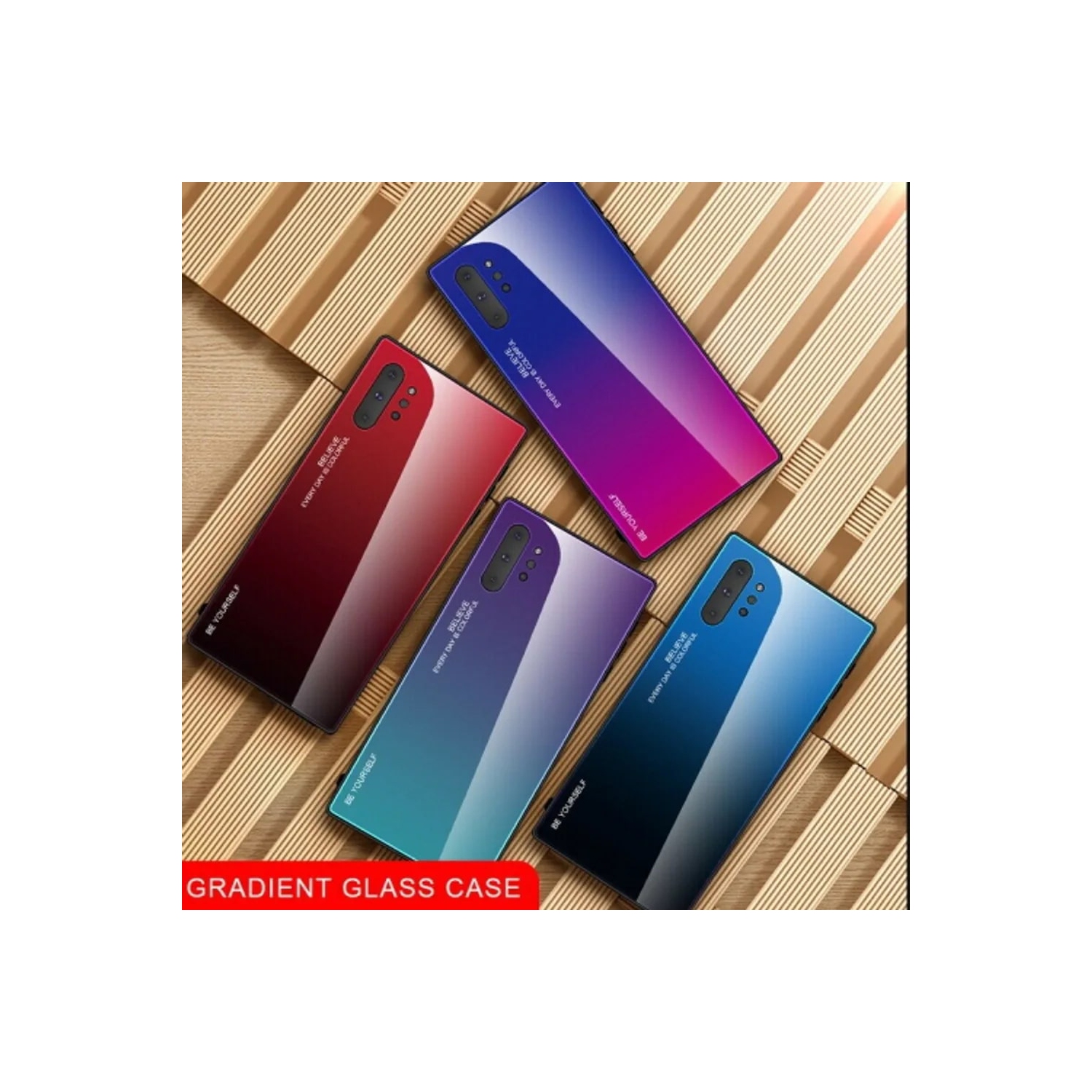 Étui en verre gradient pour Samsung NOTE 10 PLUS, étui de protection mince, mince et antichoc, EXPÉDITION sans couvercle arrière EN verre trempé