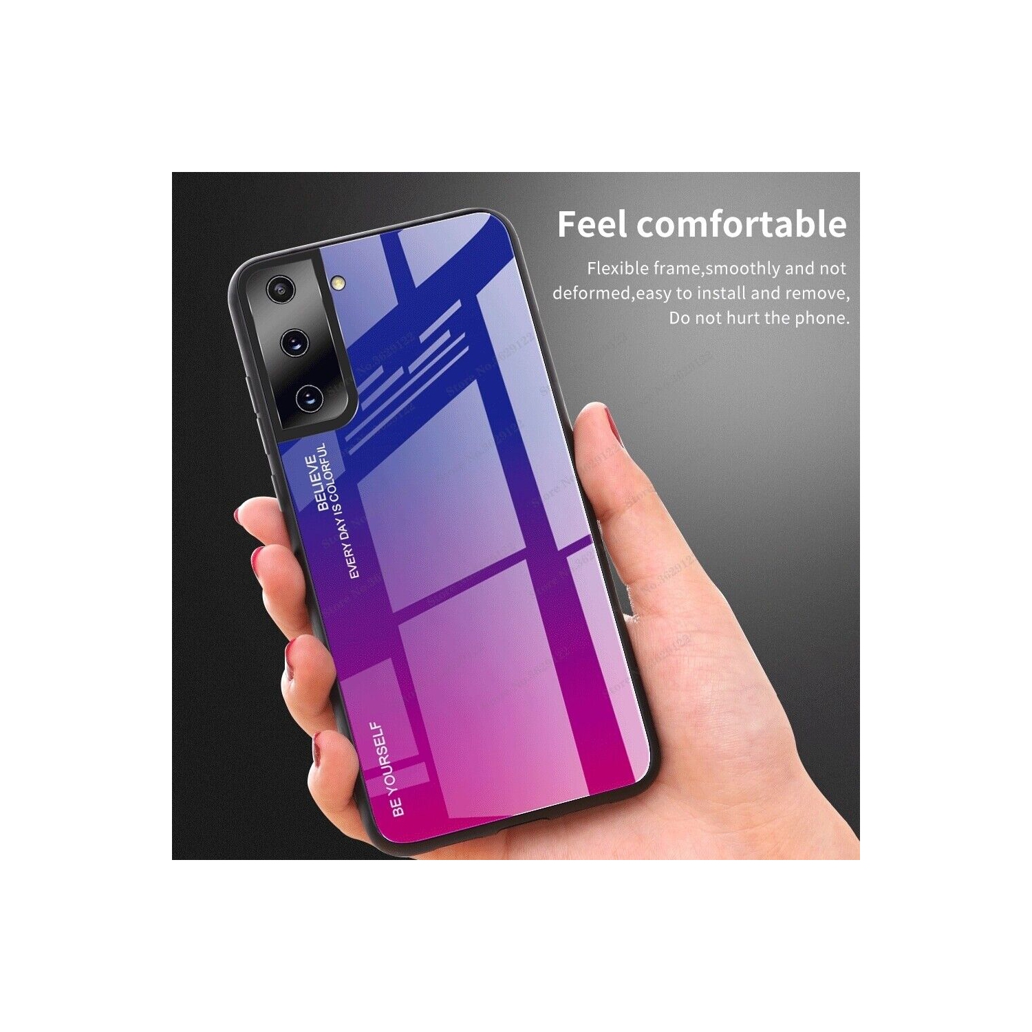 Gradient Glass Case for Samsung S21FE, Slim Thin Anti-Scratch Shockproof Protective Case, Tempered Glass Back Cover-FREE SHIPPING