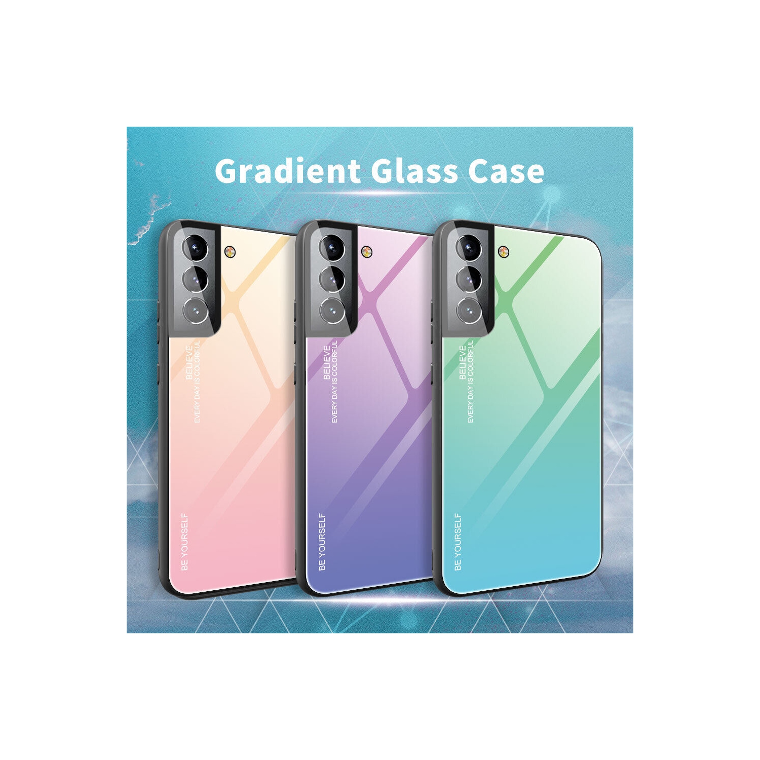 Gradient Glass Case for Samsung S21FE, Slim Thin Anti-Scratch Shockproof Protective Case, Tempered Glass Back Cover-FREE SHIPPING