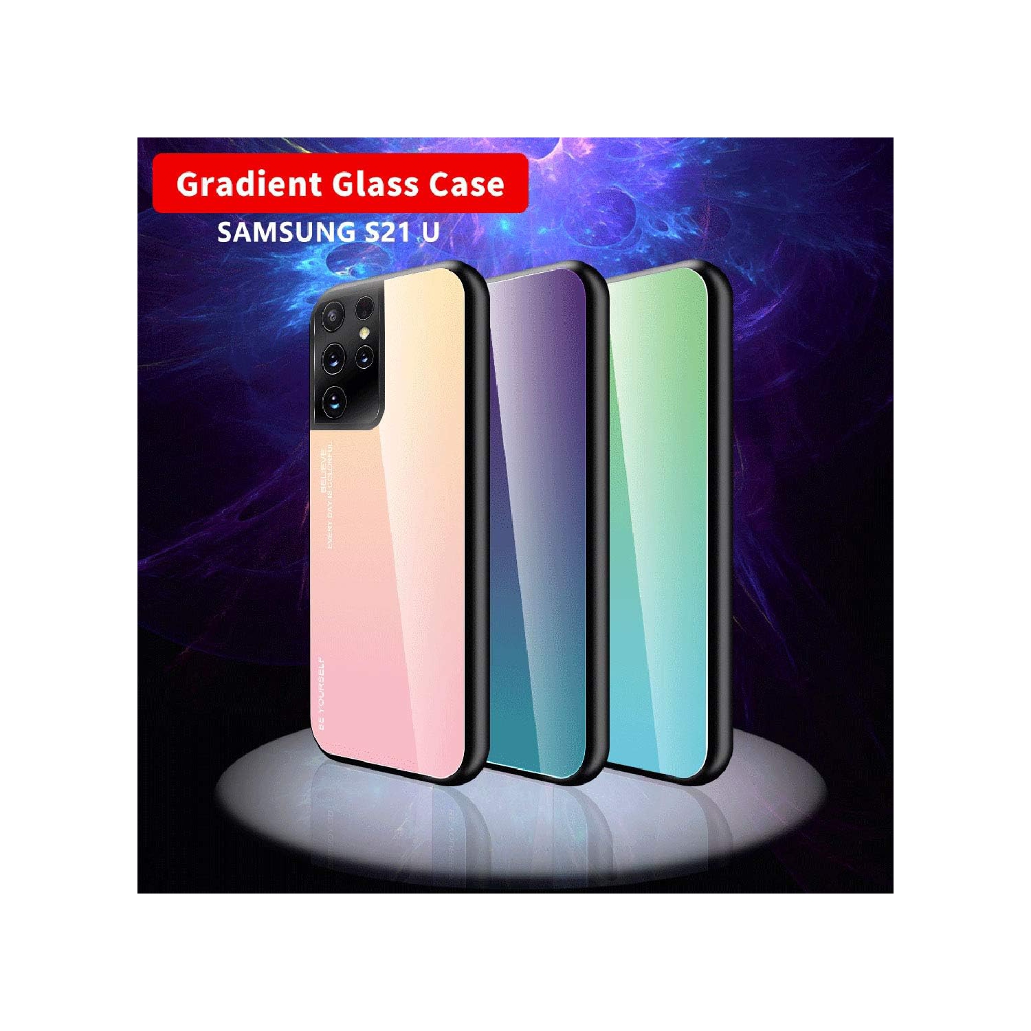 Étui en verre gradient pour Samsung S21 ULTRA, étui protecteur mince, mince et antichoc, EXPÉDITION sans couvercle arrière en verre trempé