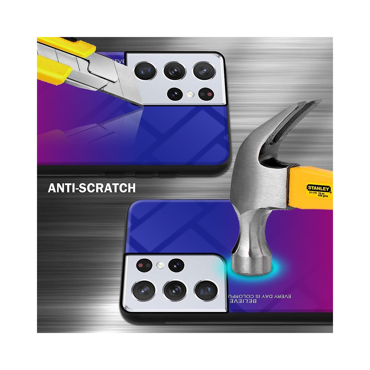 Étui en verre gradient pour Samsung S21 ULTRA, étui protecteur mince, mince et antichoc, EXPÉDITION sans couvercle arrière en verre trempé