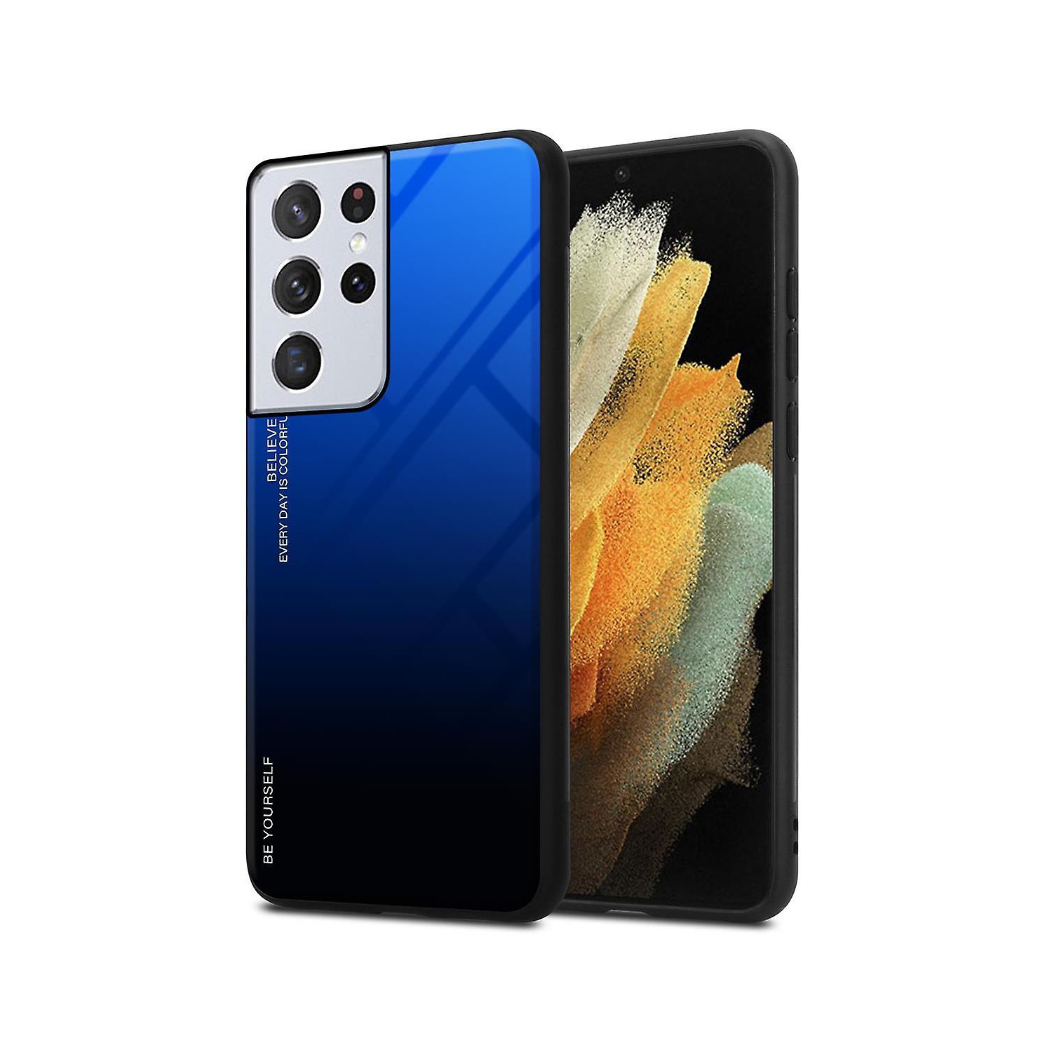 Étui en verre gradient pour Samsung S21 ULTRA, étui protecteur mince, mince et antichoc, EXPÉDITION sans couvercle arrière en verre trempé