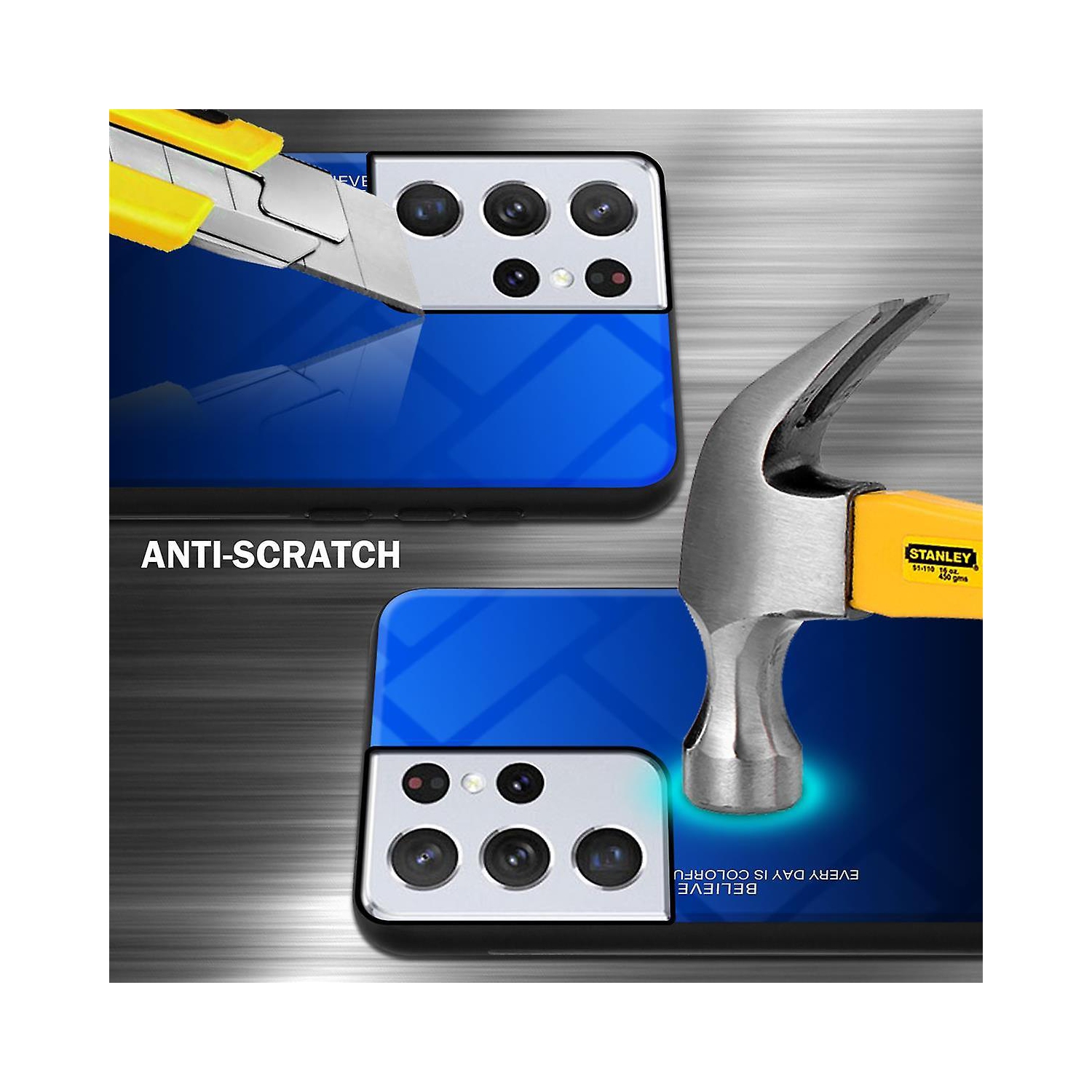 Étui en verre gradient pour Samsung S21 ULTRA, étui protecteur mince, mince et antichoc, EXPÉDITION sans couvercle arrière en verre trempé