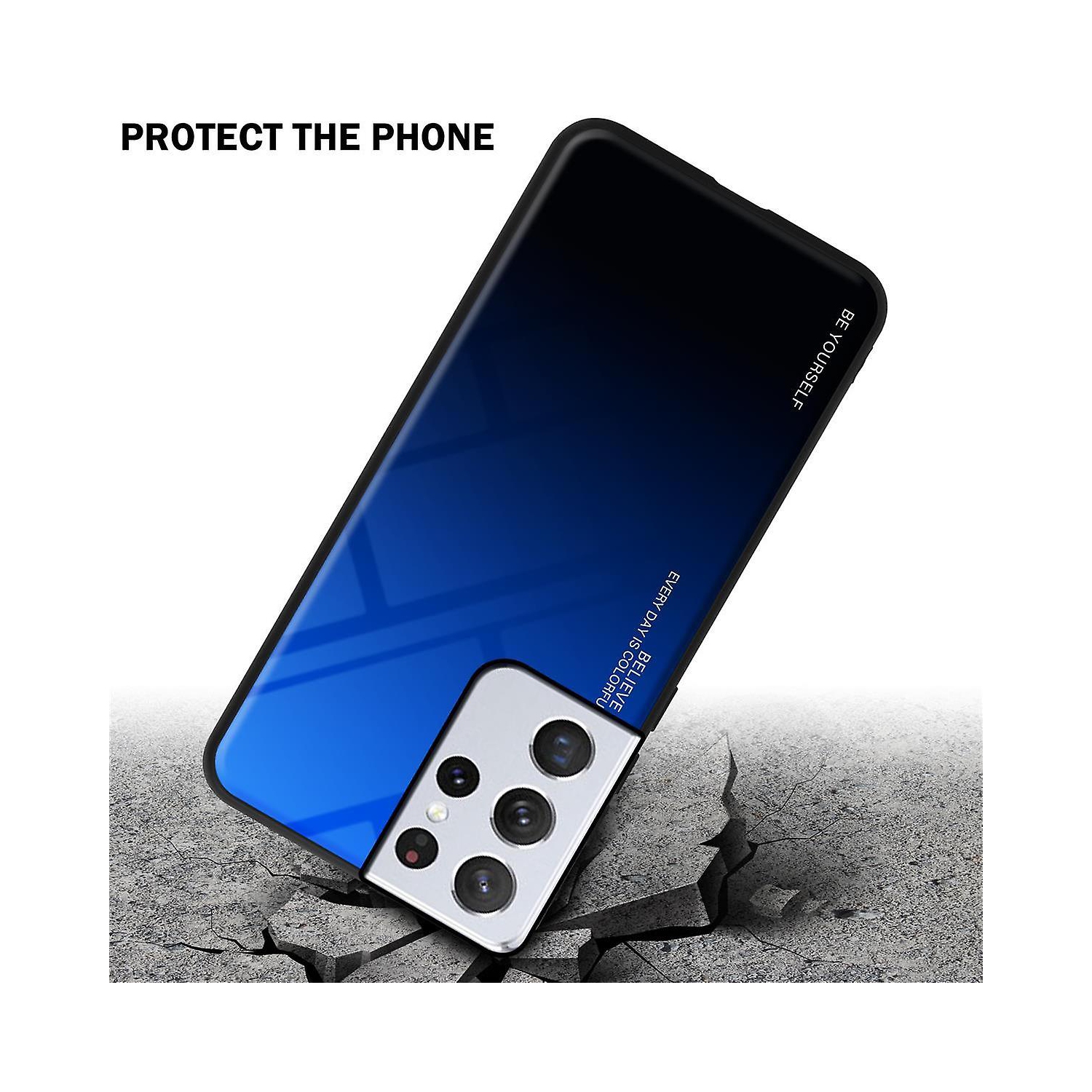 Étui en verre gradient pour Samsung S21 ULTRA, étui protecteur mince, mince et antichoc, EXPÉDITION sans couvercle arrière en verre trempé