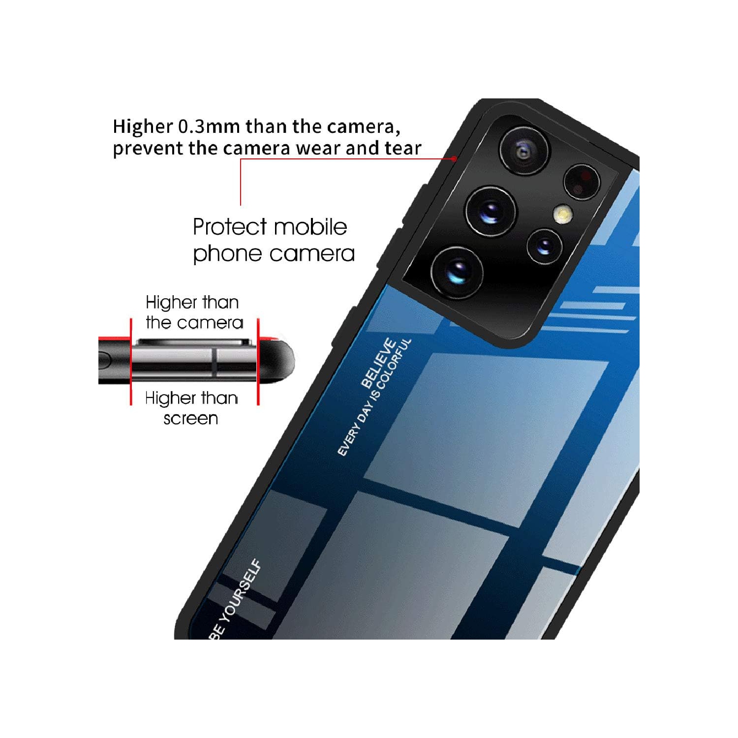 Étui en verre gradient pour Samsung S21 ULTRA, étui protecteur mince, mince et antichoc, EXPÉDITION sans couvercle arrière en verre trempé